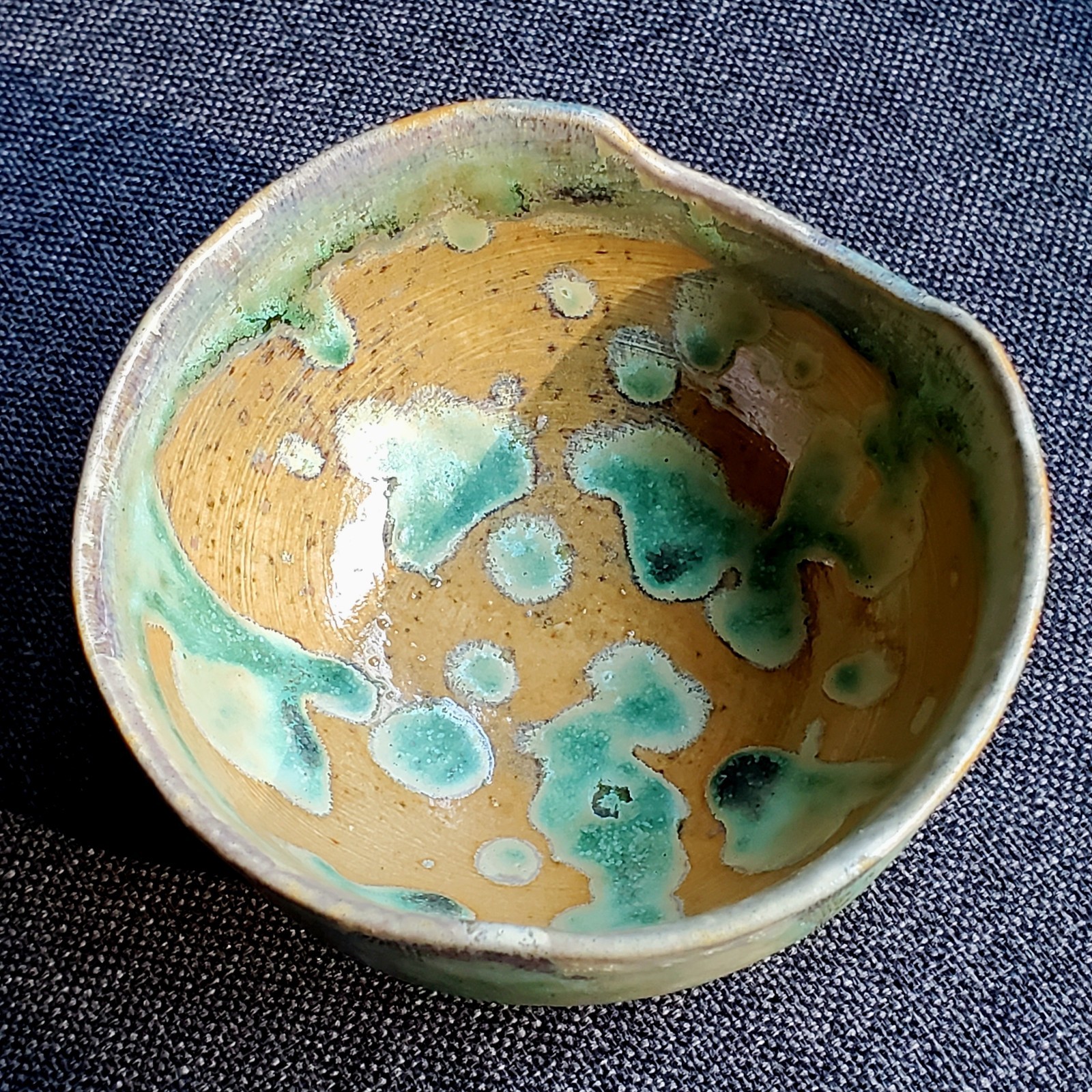 Studio Pottery Green Drip Glaze Small Contemporary Bowl