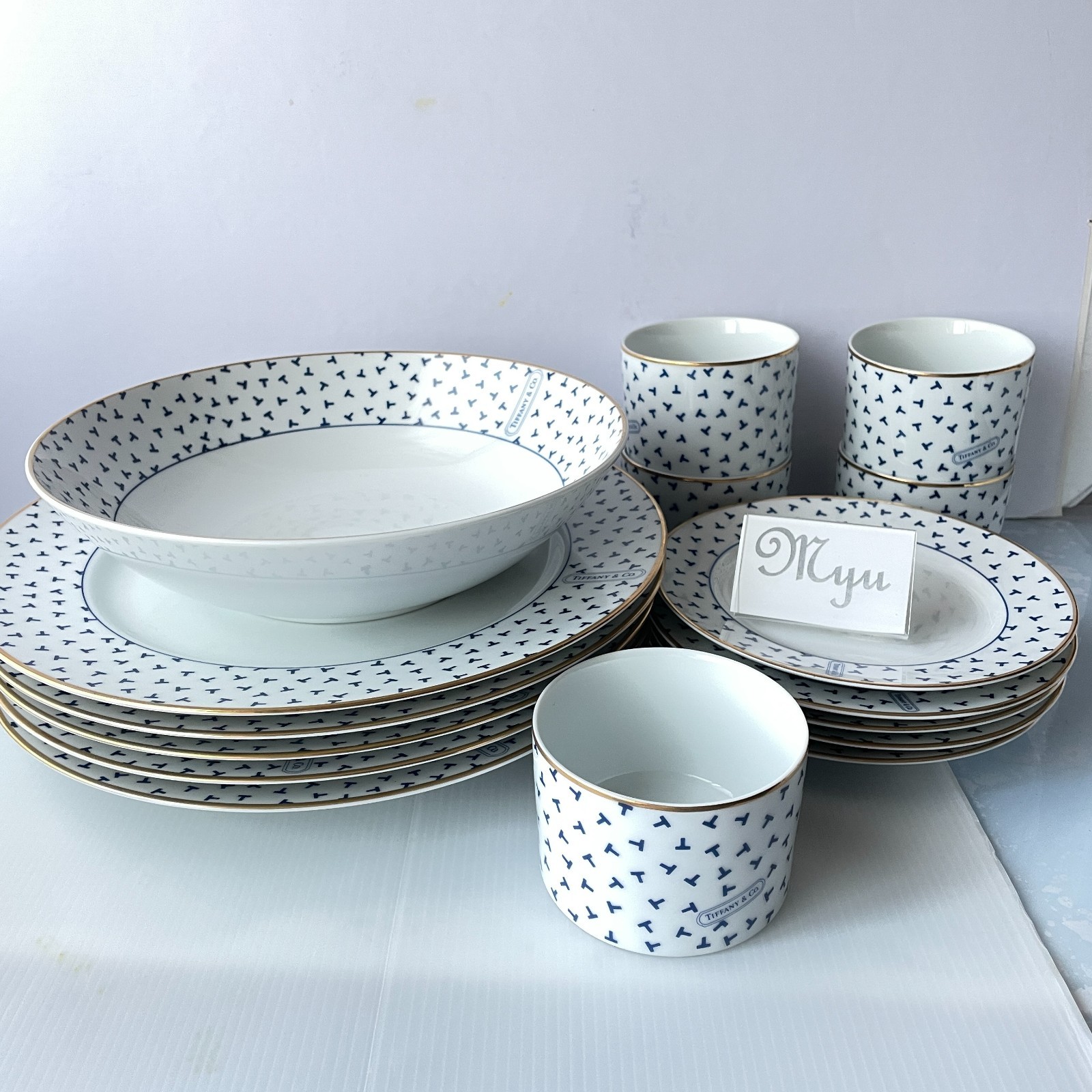 TIFFANY & Co. Dancing T Tableware Set of 16 pcs Cocotte Plate Bowl