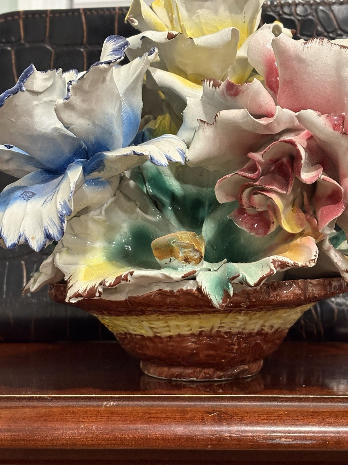 Italian Capodimonte Floral Porcelain Centerpiece Handmade In Naples