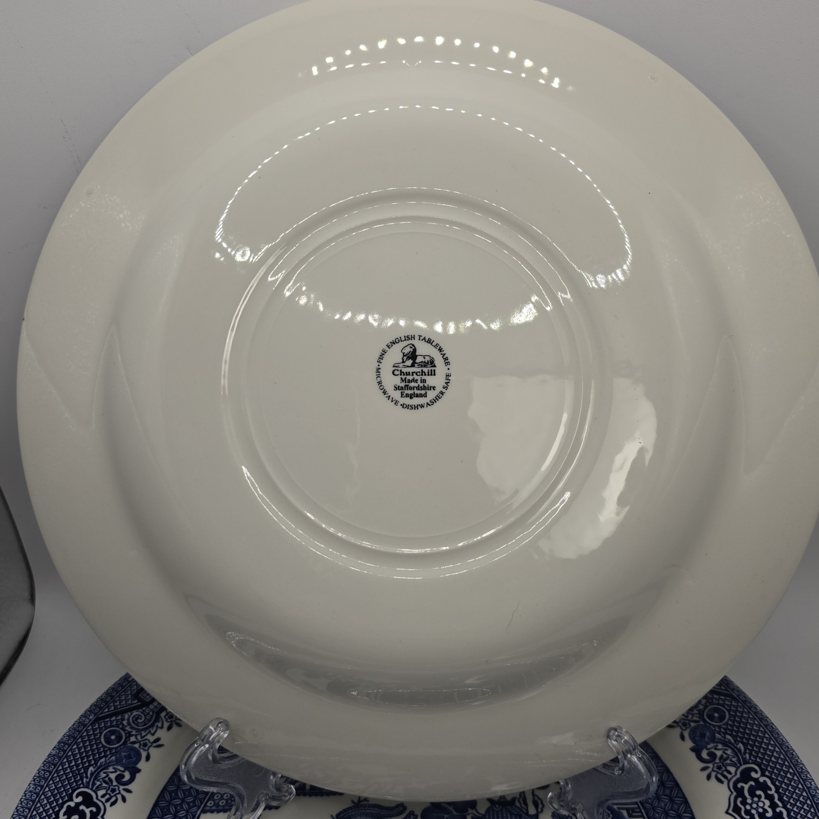 Set of 4 Churchill Blue Willow Dinner Plates 10.25 In England Chinoiserie