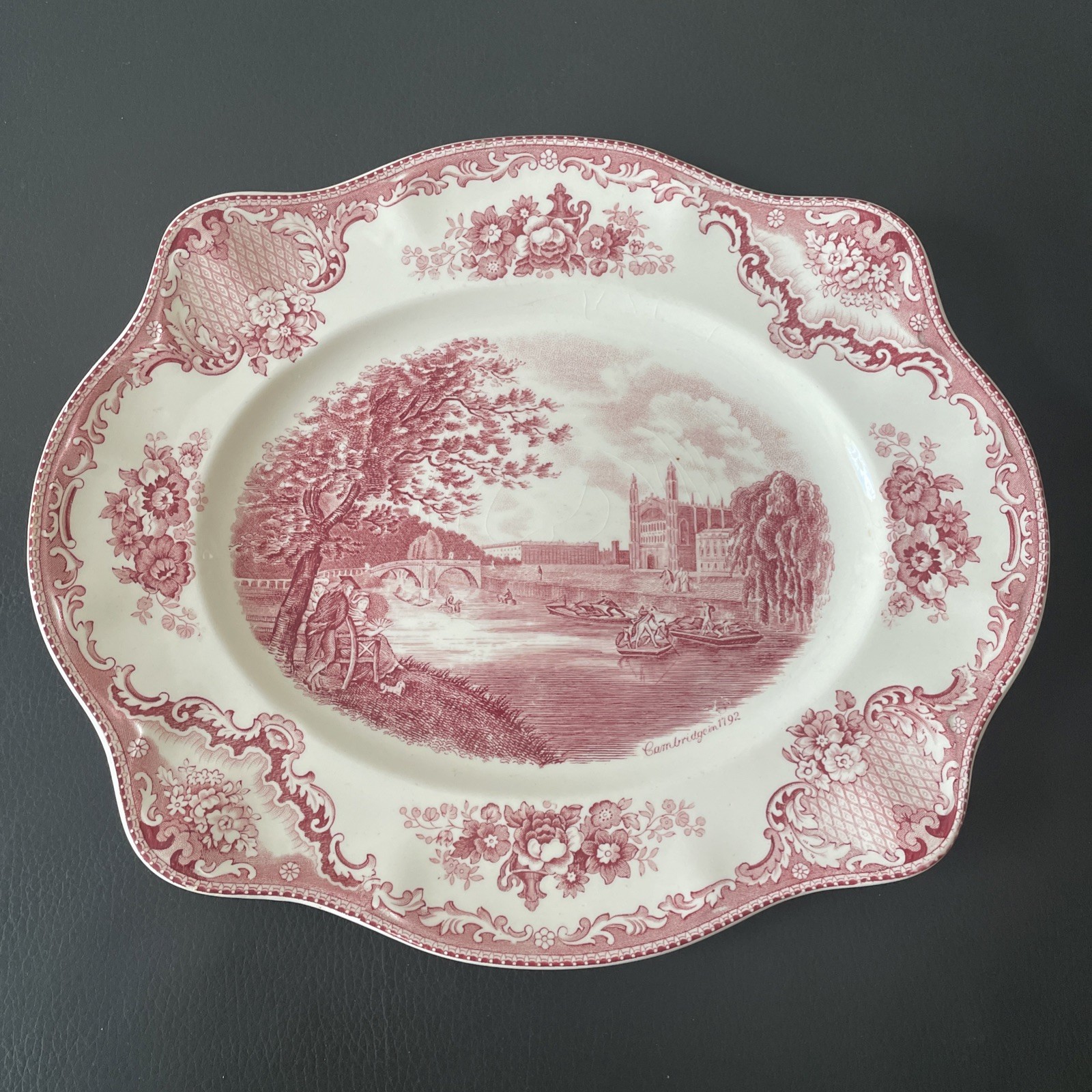 Johnson Brothers Old Britain Castles Cambridge Pink Transferware Platter 12″