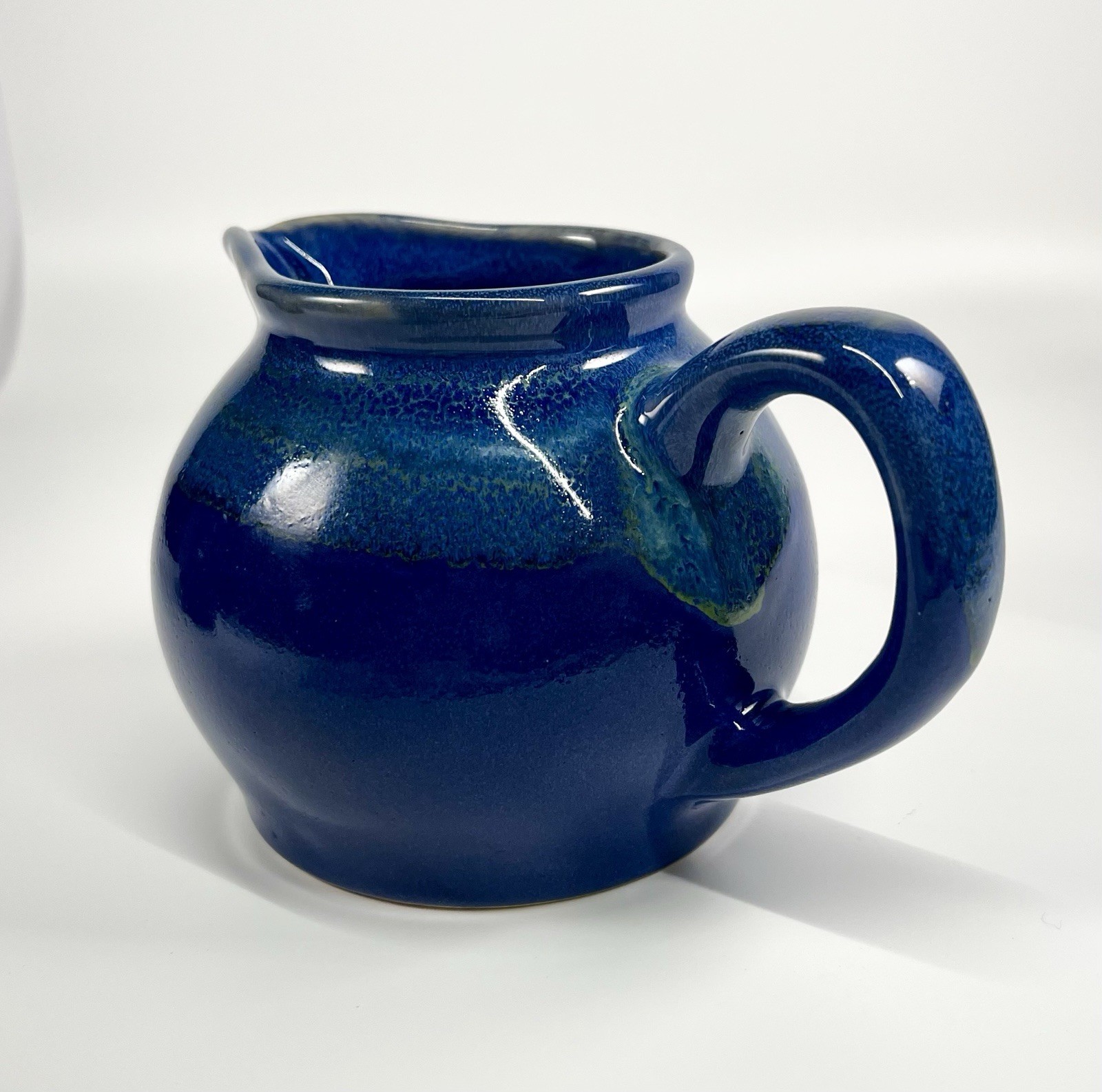 Handcrafted Stoneware Pottery Creamer And Lidded Sugar Bowl Set Blue Glaze EUC