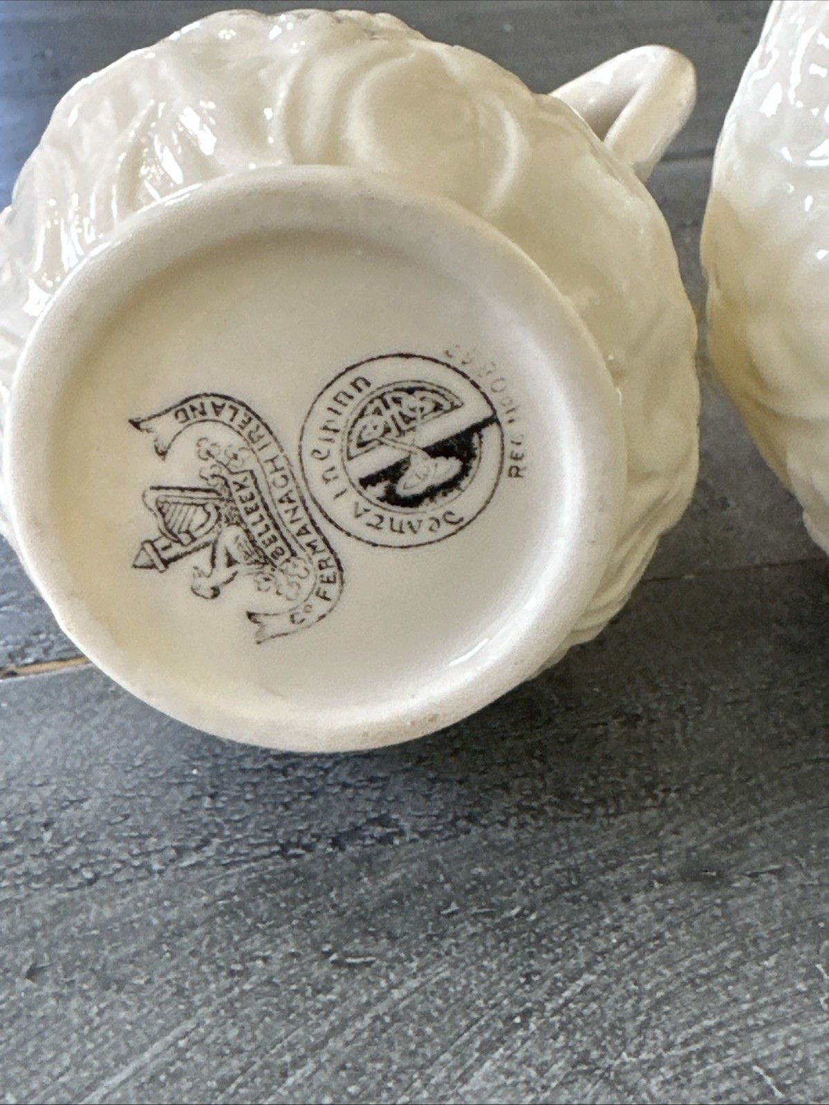 VTG Delicate Belleek Irish China SERENITY Floral Open Sugar and Creamer Set