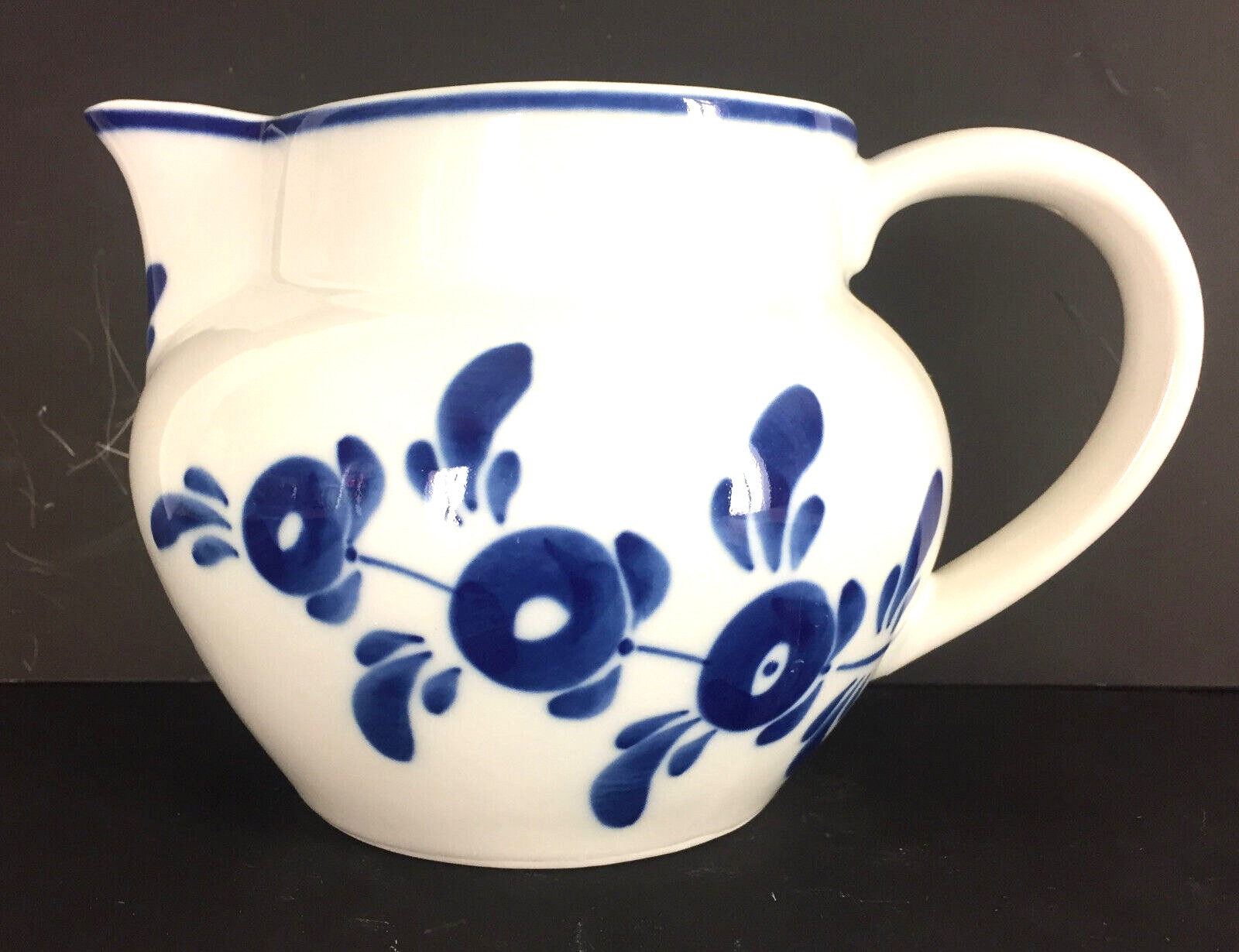 Vintage Portuguese Floral Pitcher 5 1/2 X 8 1/2 inches Hand painted