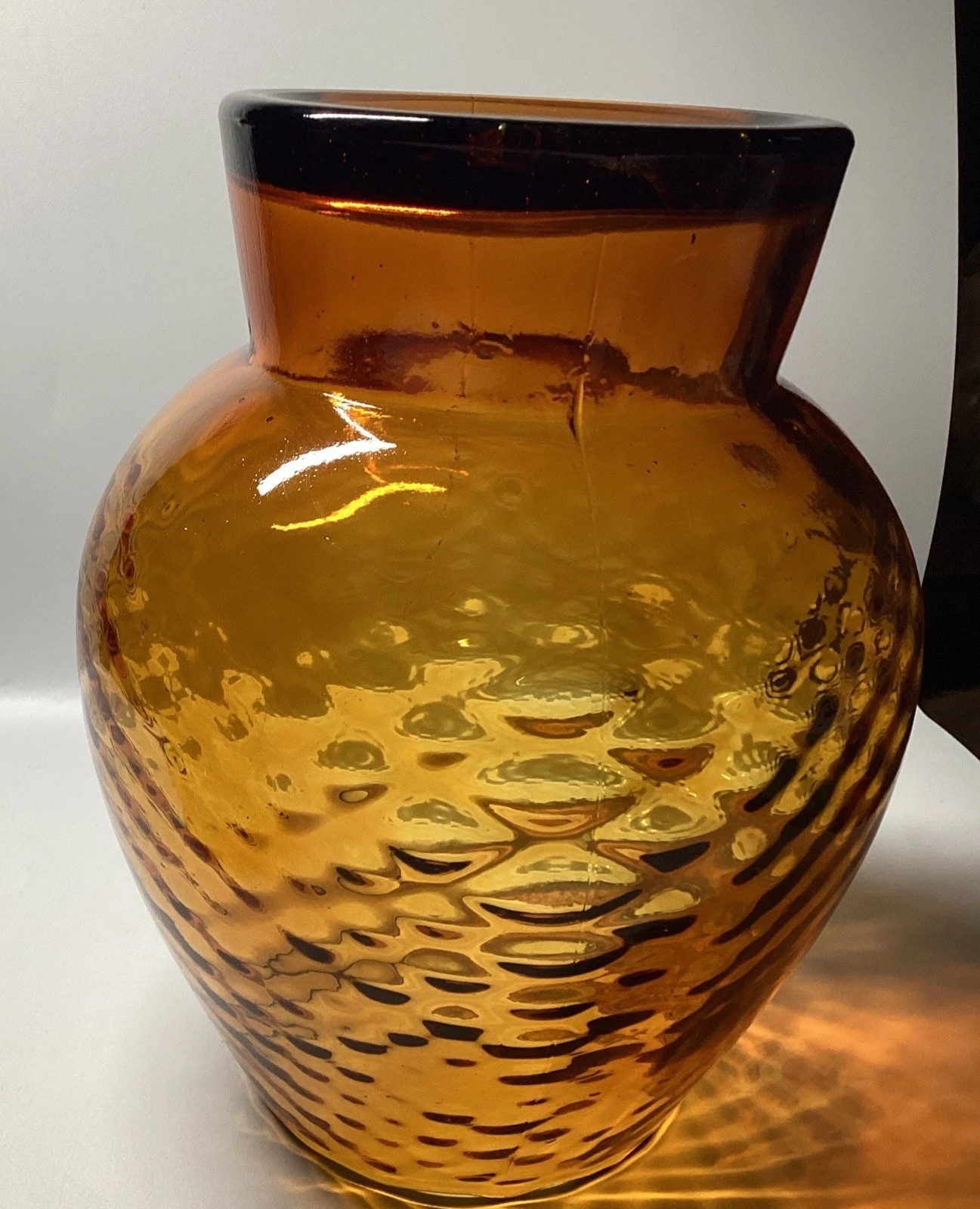 Vintage Italian Empoli Amber Glass Apothecary Candy Compote Jar
