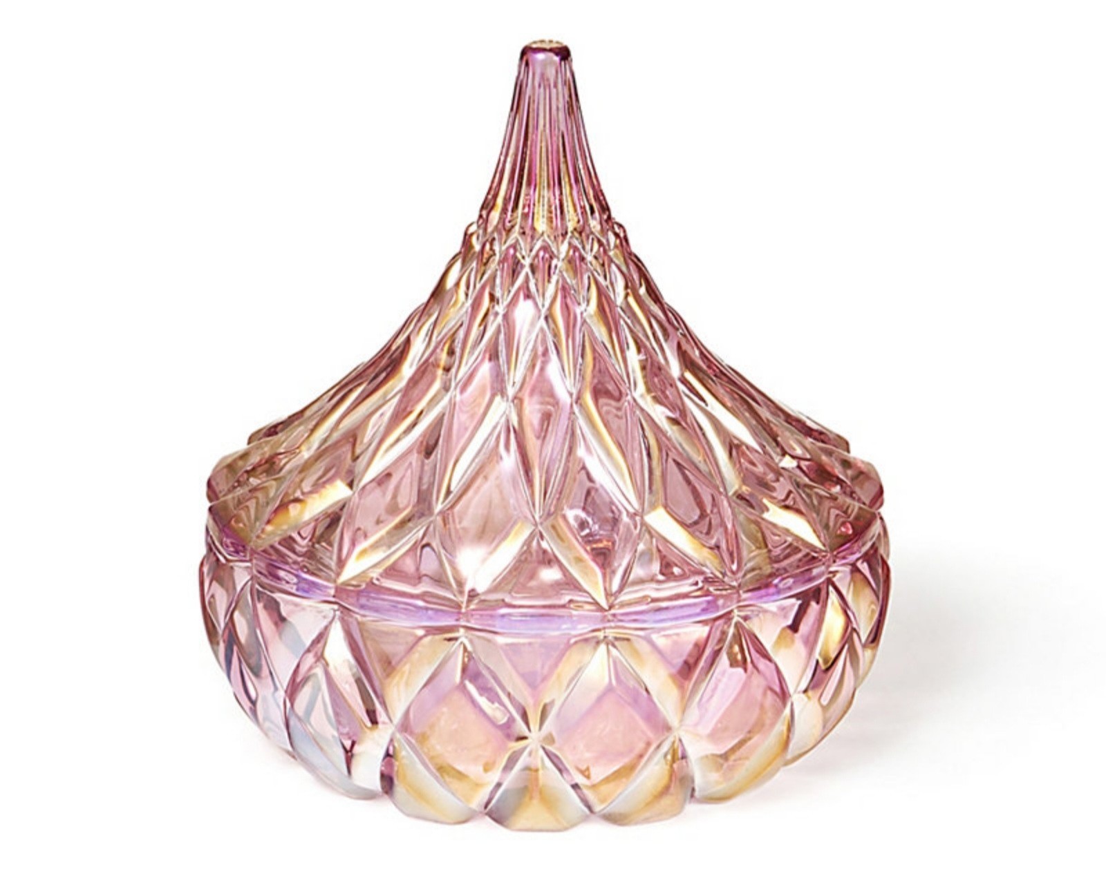 Hershey’s Kiss Pink Crystal Covered Candy Dish Godinger Pink/Blush *NIB*