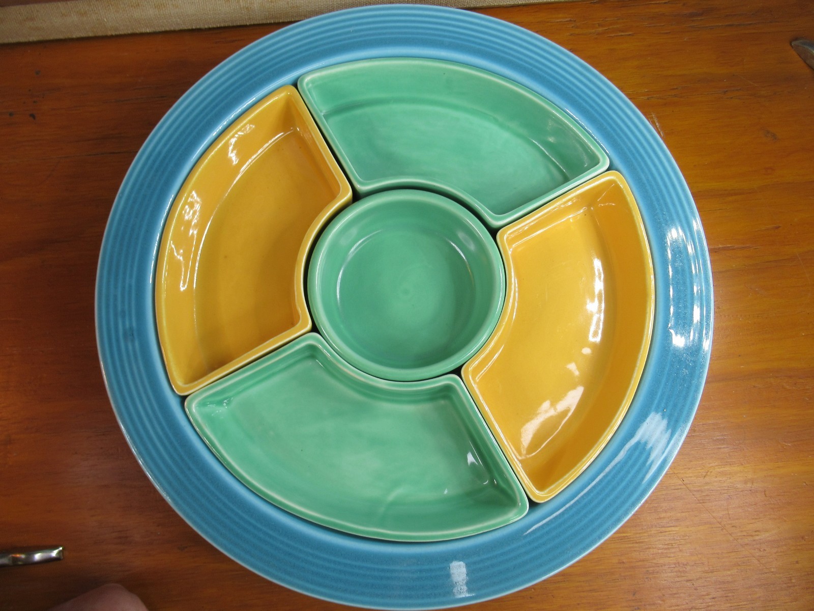Vtg 1936-1946 Fiesta Ware original 10.5″ RELISH TRAY Fiesta Homer Laughlin