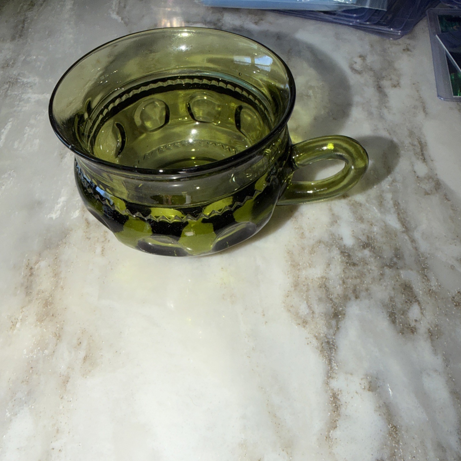 Colony Glass Co Whitehall Olive Green Snack Drinking Cup Great Shape!! 1960s