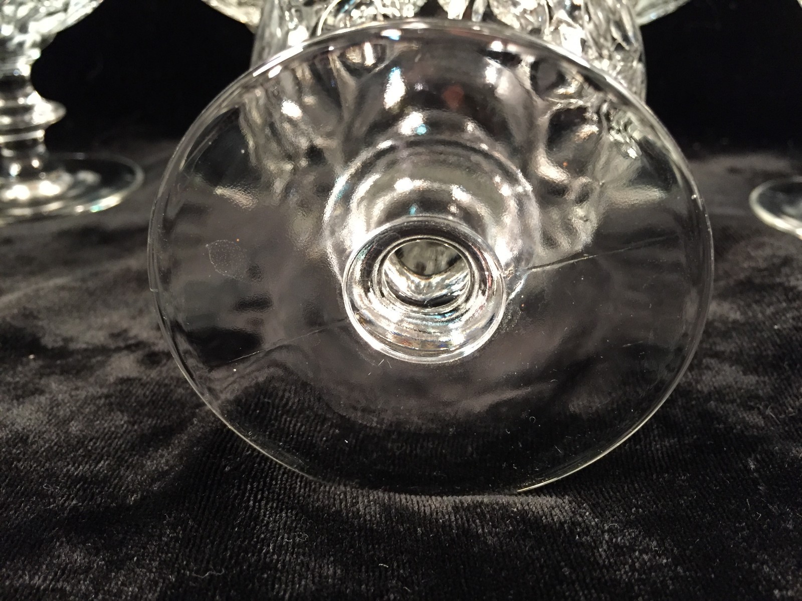 Clear Glass Thumbprint Pedestal Sundae/Sherbet Glassware Set of 7
