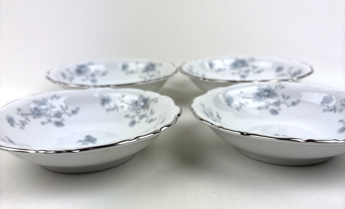 Vintage Johann Haviland Blue Garland Rose Fruit Bowls 5″ Set of 4 MINT Condition