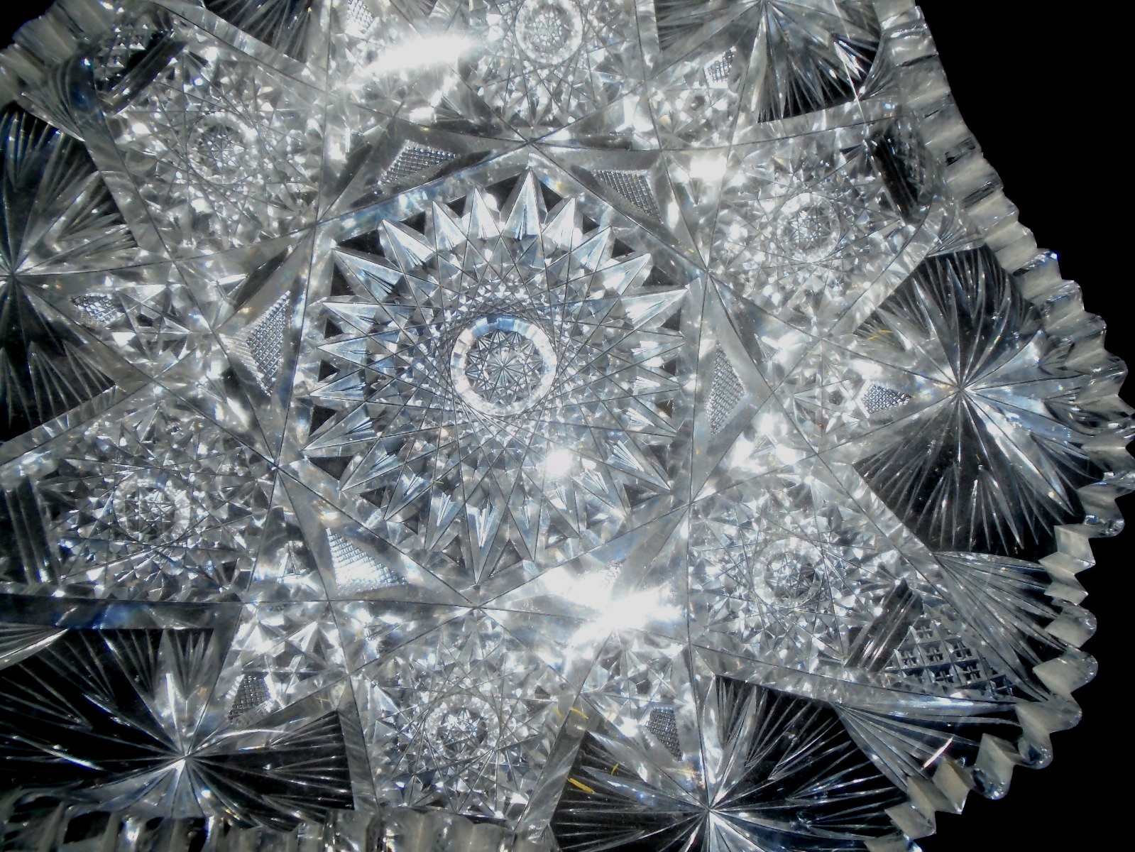 Antique American Brilliant Period ABP Deep Cut Crystal Bowl Sawtooth Rim 10″