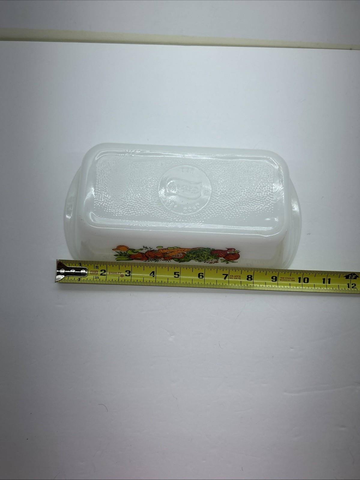 Vintage Glasbake Vegetable Design Milk Glass Bread Pan J522
