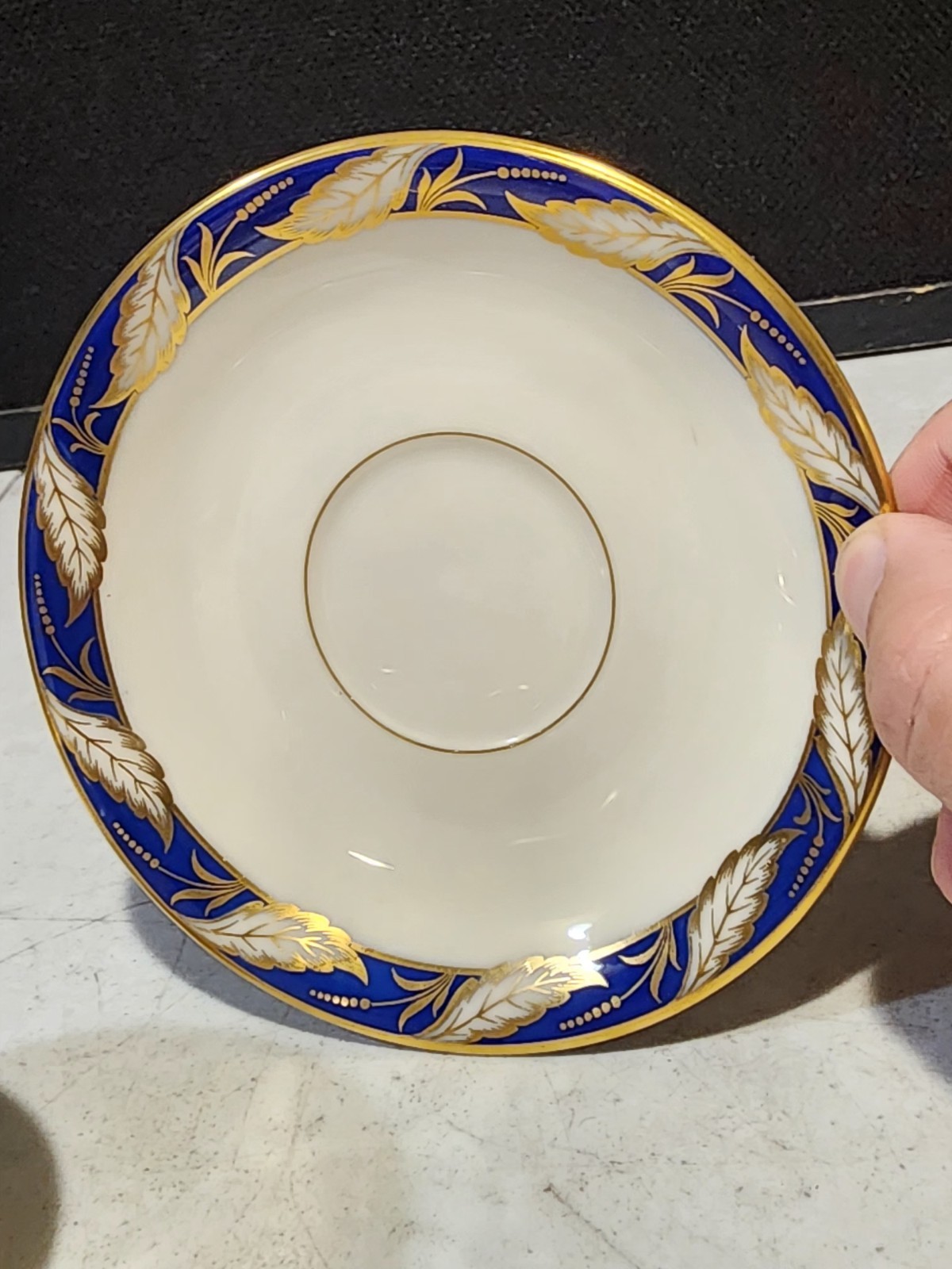 RARE – VINTAGE LENOX BELLEVUE COBALT BLUE TEA COFFEE CUP & SAUCER SET