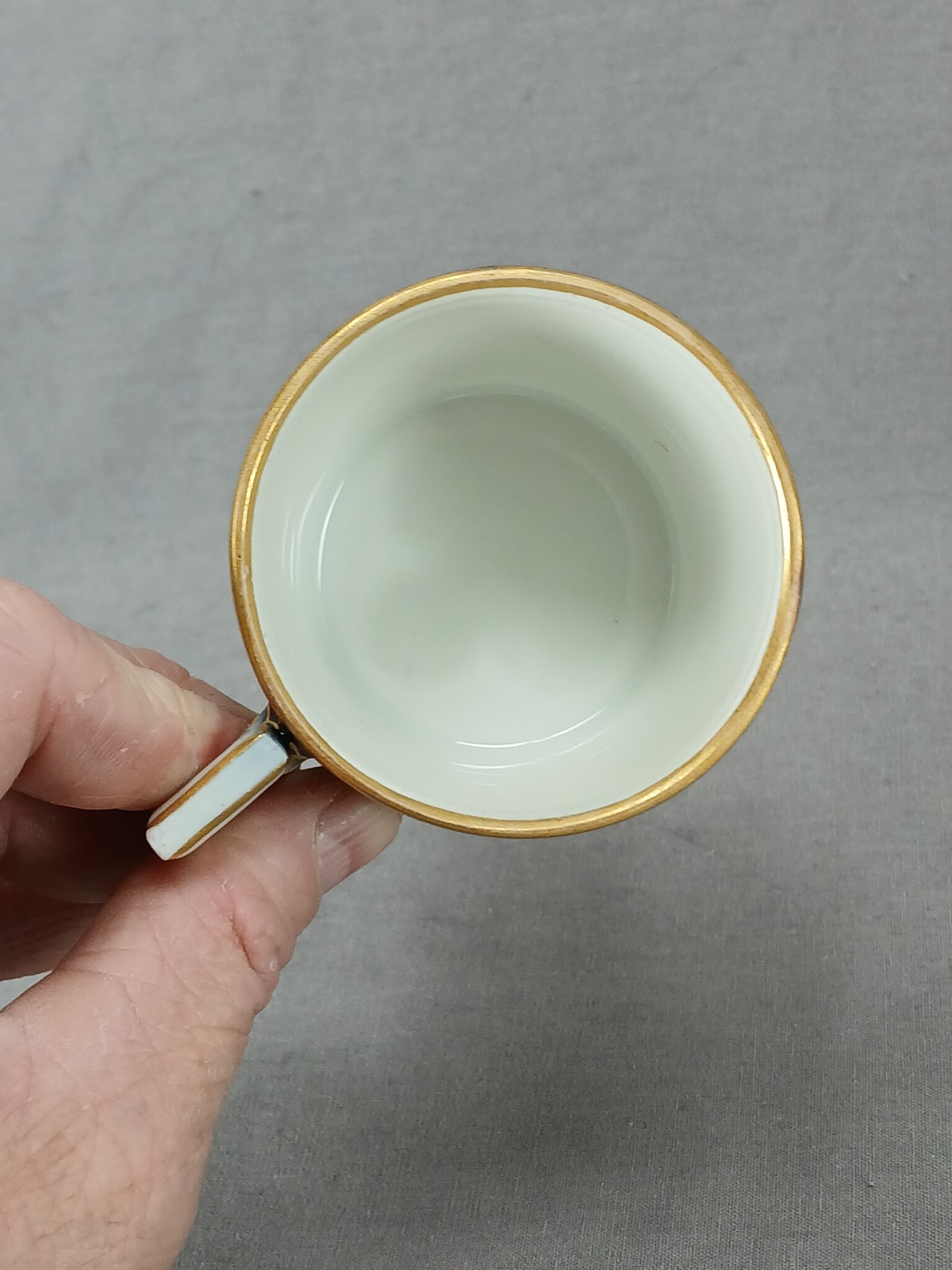 KPM Berlin Hand Painted Neoclassical Figures Cobalt & Gold Cup & Saucer C. 1790