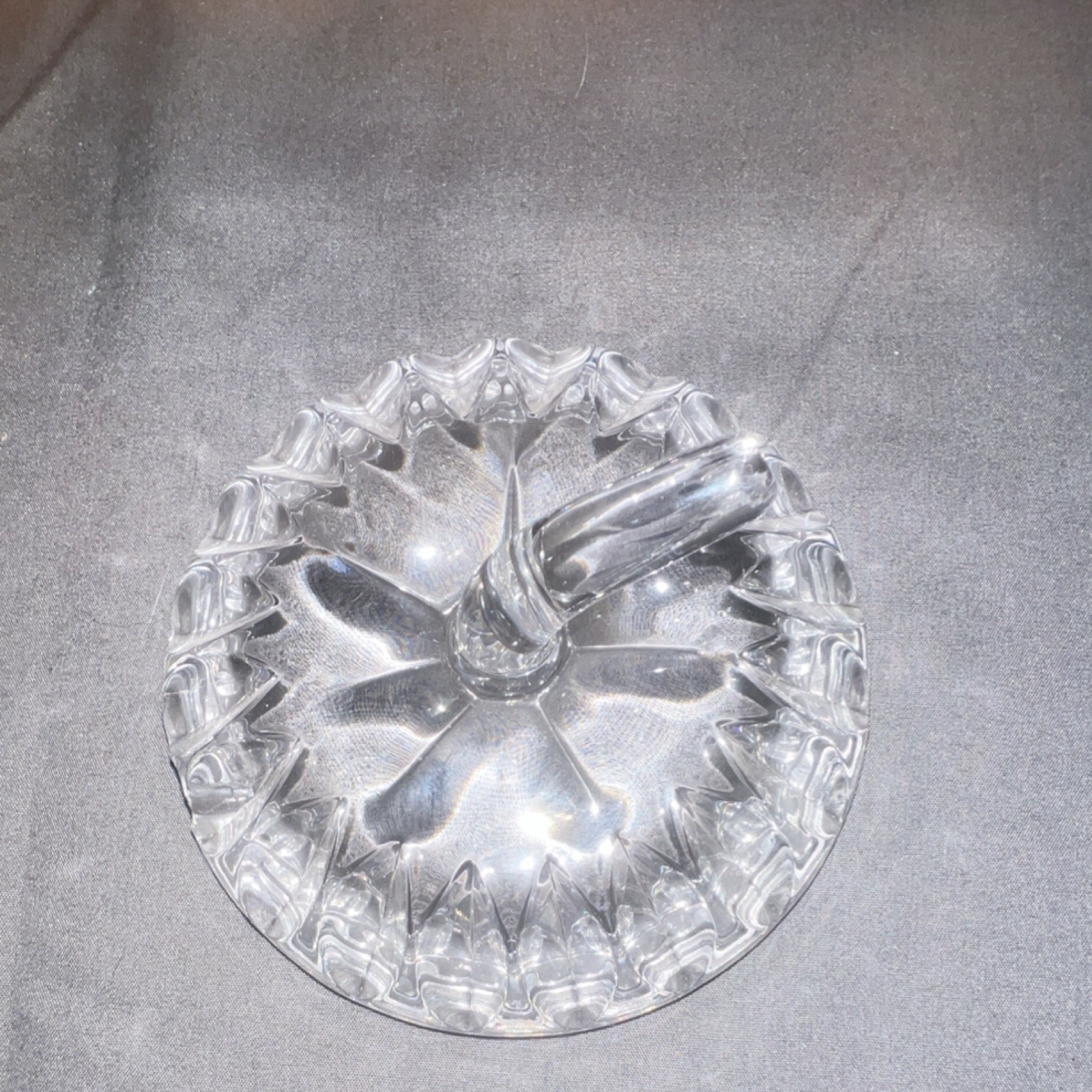 Vtg Gorham Althea Crystal Apple Sugar Bowl Lidded Jam Jar Spoon Slot 1980s