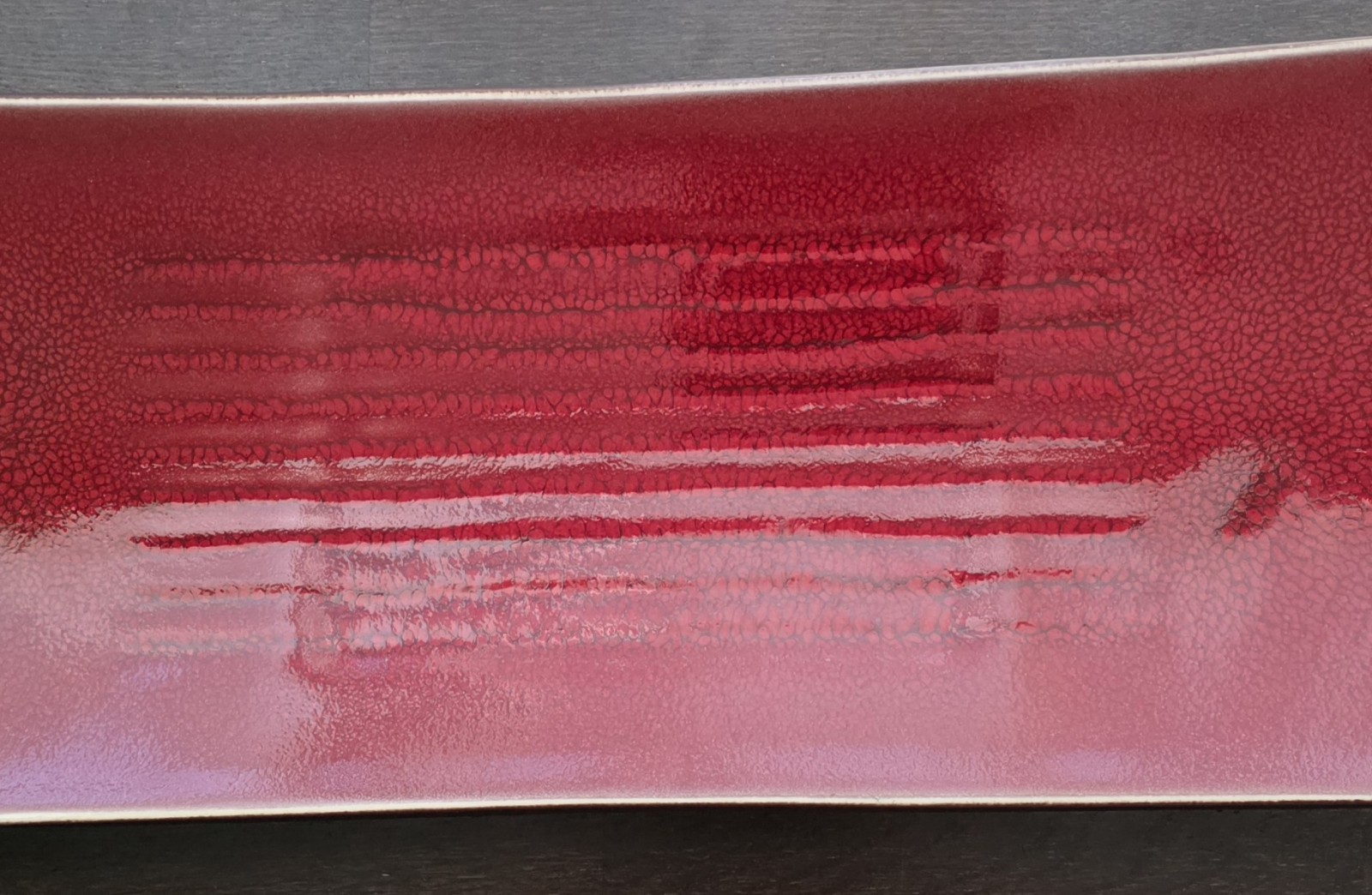 Jars Ceramistes Made In France Rectangular Platter XL 20 Inch Red Crackle Glaze