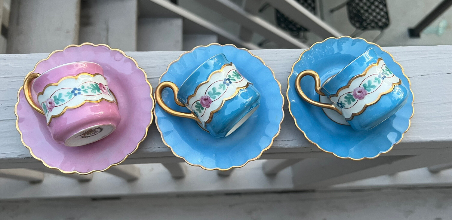 Vintage S.G.K. China Demitasse set of 3 Cup & Saucer Made In Occupied Japan