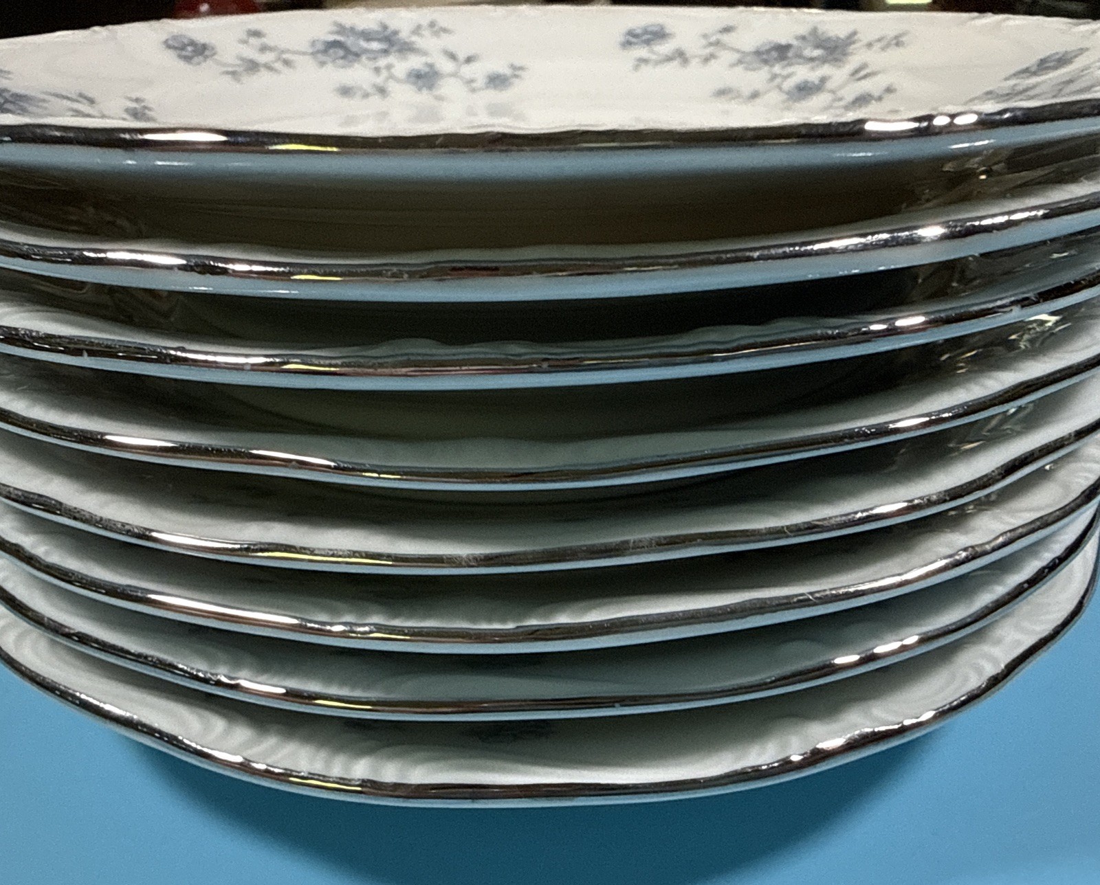 Johann Haviland Bavaria Germany Fine China Blue Garland 6 1/4” Dessert Plates 8