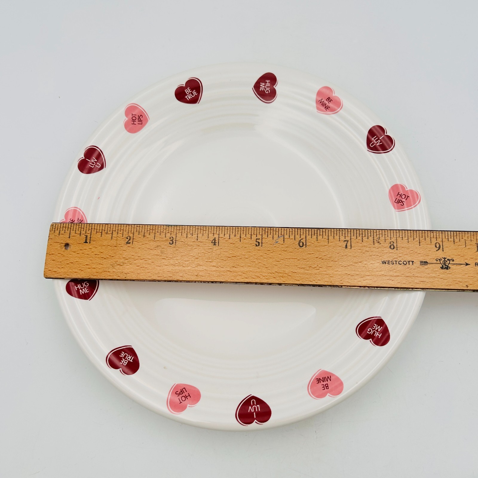 Fiesta Candy Conversation Hearts Luncheon Plate 9” White Fiestaware Valentines