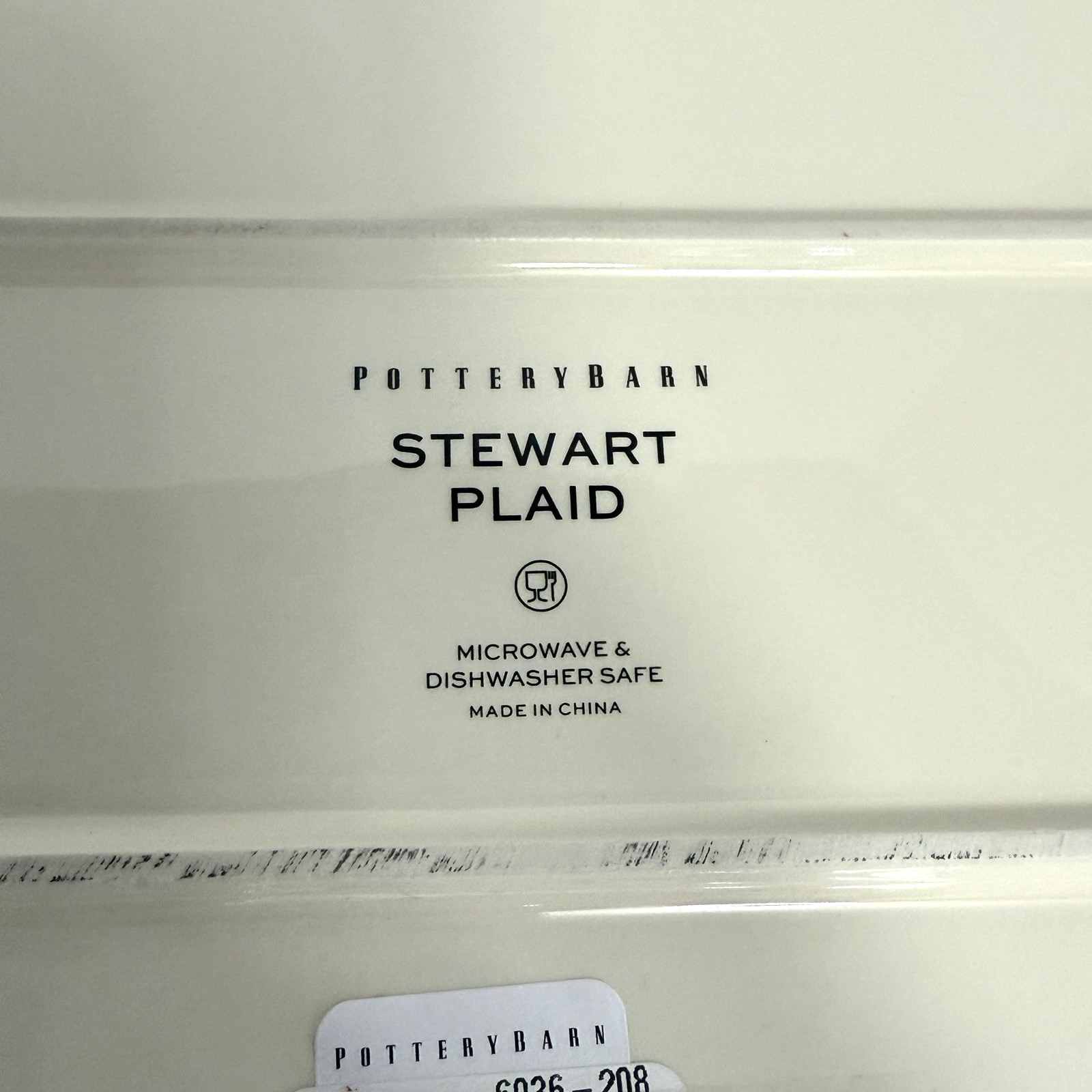POTTERY BARN STEWART PLAID STONEWARE RECTANGULAR PLATTER 17.25 x 10″ ~ RED