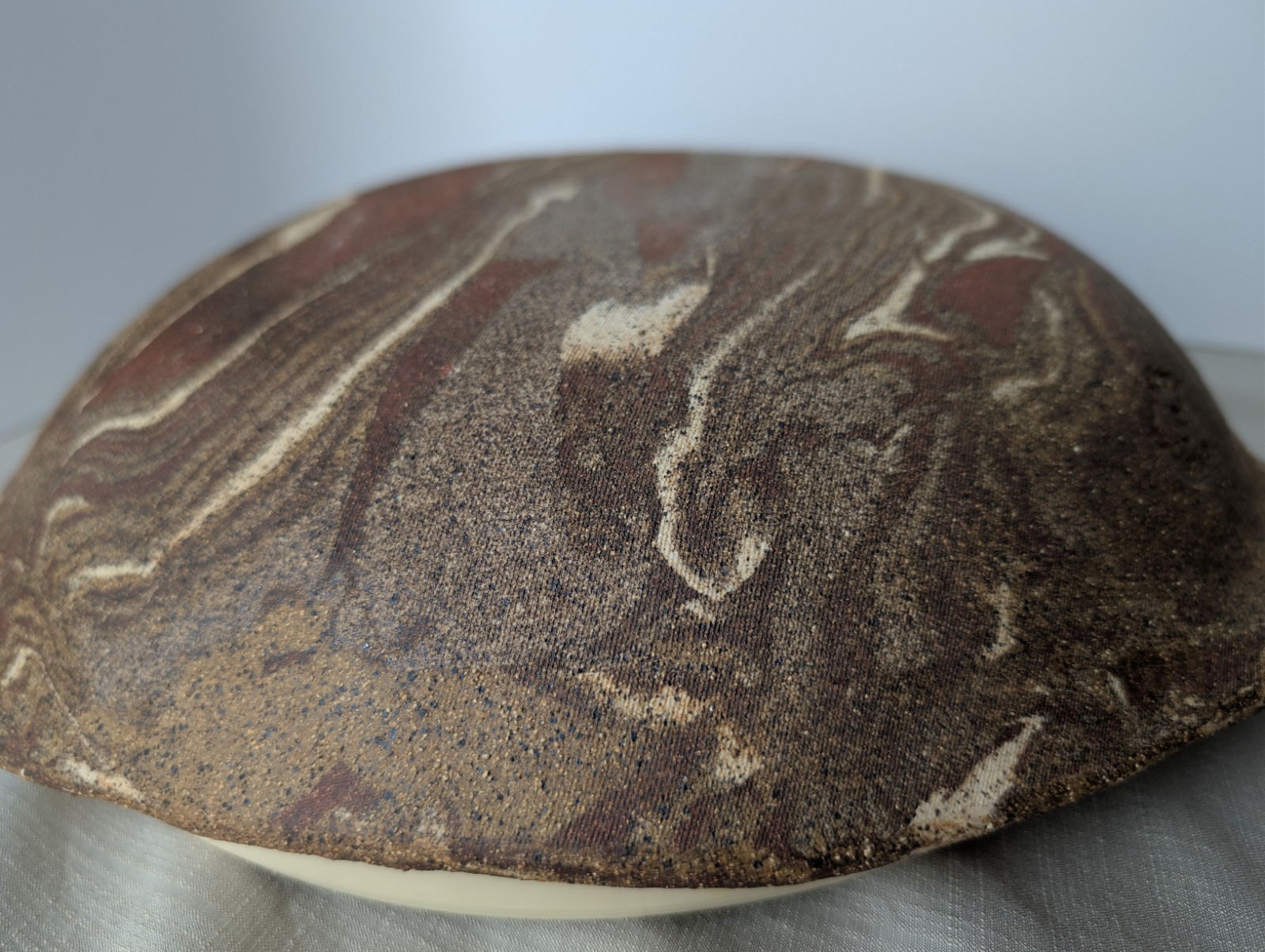 Jane Parshall Studio Art Pottery Platter – Marbled Inlaid Clay – W/ 1988 Receipt