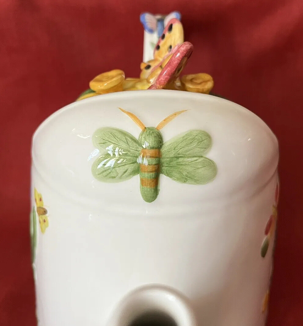 Portmeirion Botanic Garden Watering Can Teapot Butterflies Flowers 2.75pt/1.65qt