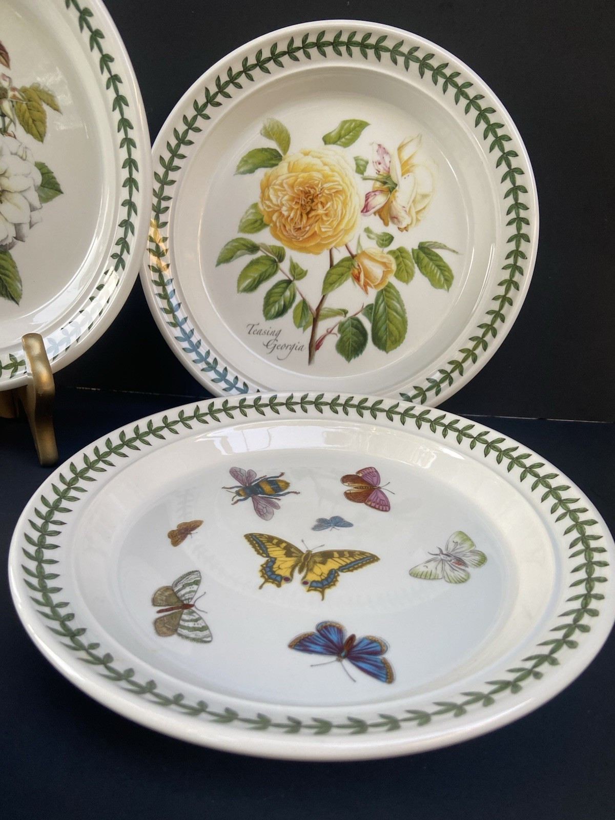 6 Portmeirion Botanic Garden Salad Plates Britain Roses Butterflies 8-1/2”