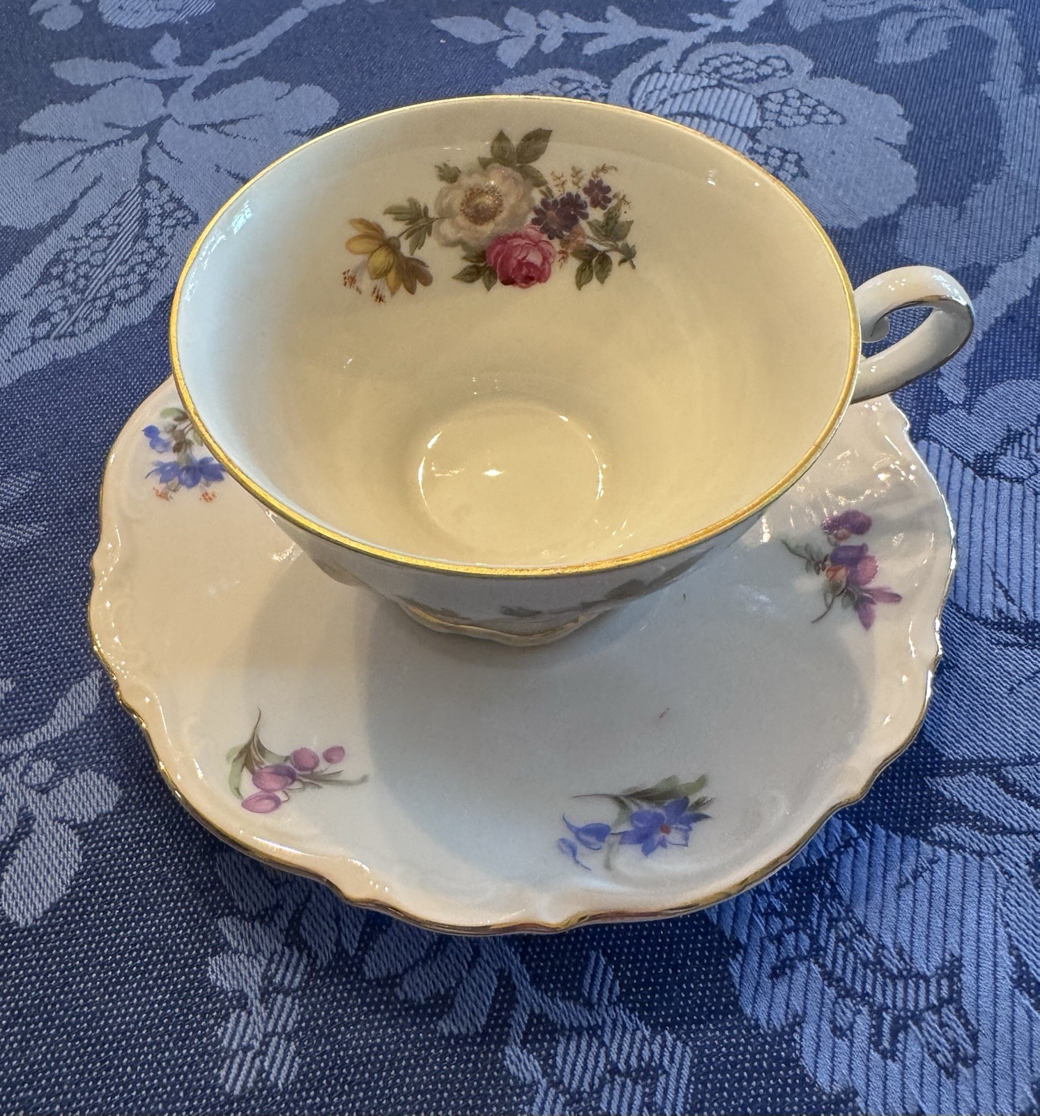 Set of 6 Mitterteich Bavaria Meissen Floral Teacups With Matching Saucers