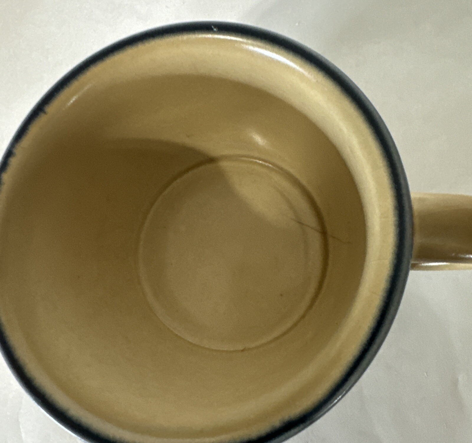 Pfaltzgraff Folk Art Coffee Tea Cups Mugs Blue Tan USA Stoneware Lot Of 2