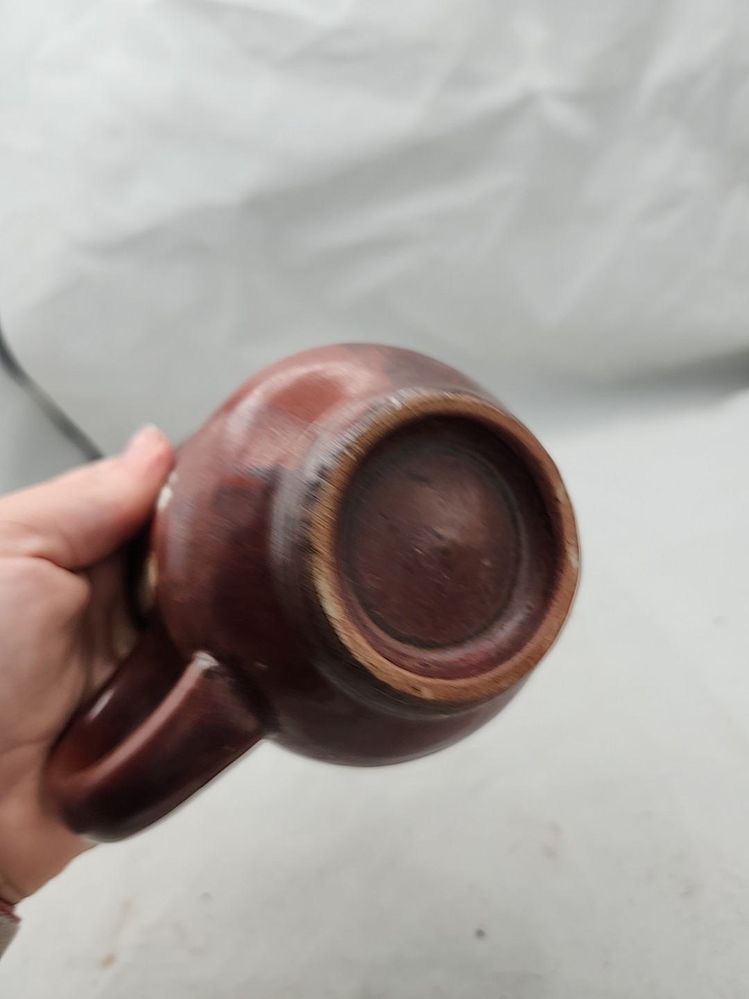 Studio Art Pottery Coffee Mug Red Drip Glaze Lava