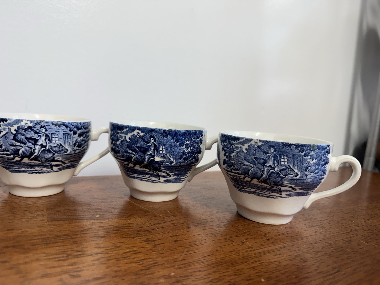 Liberty Blue Betsy Ross Tea Set Cups Creamers Sugar Bowl England Lot 9 Pc