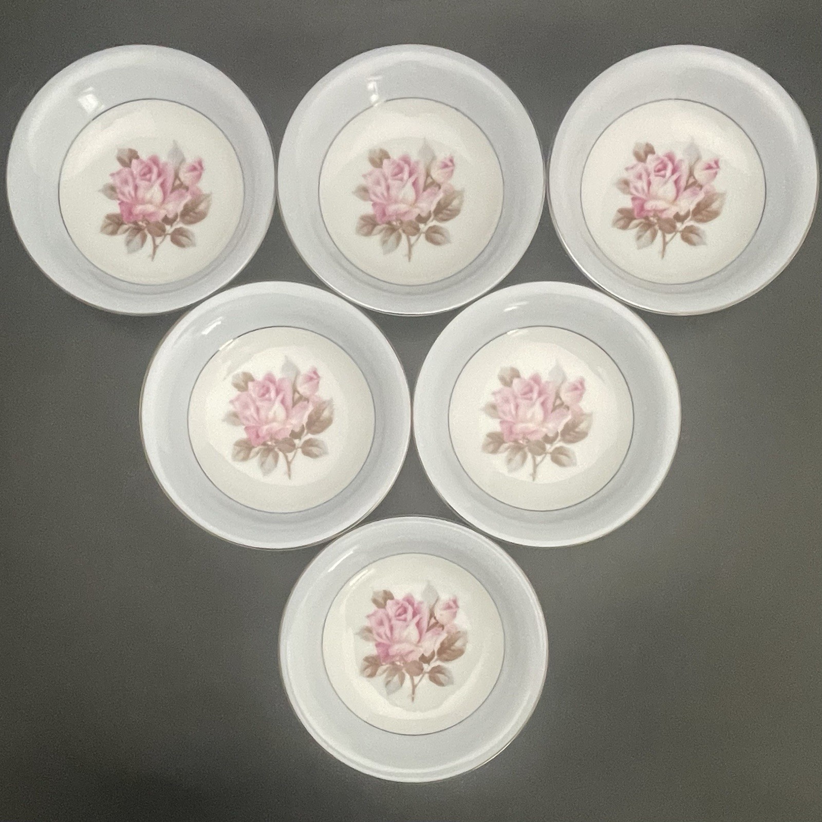 Noritake Nippon Toki Kaisha 1584 Rose Blue Platinum 46pc Dinnerware for 6 c1947