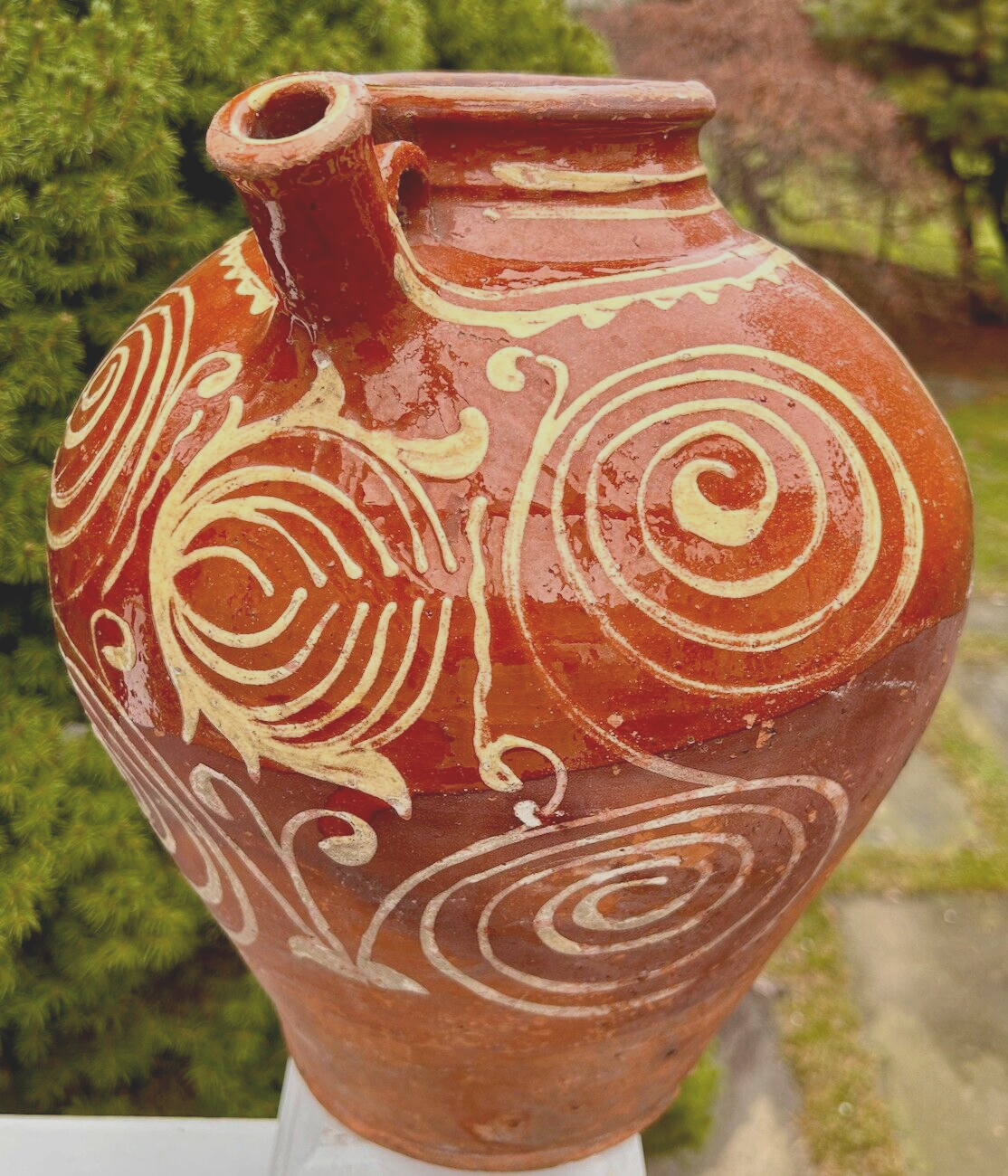 FRENCH ANTIQUE POTTERY EARTHENWARE CONFIT GLAZED VESSEL STONEWARE CERAMIC JUG