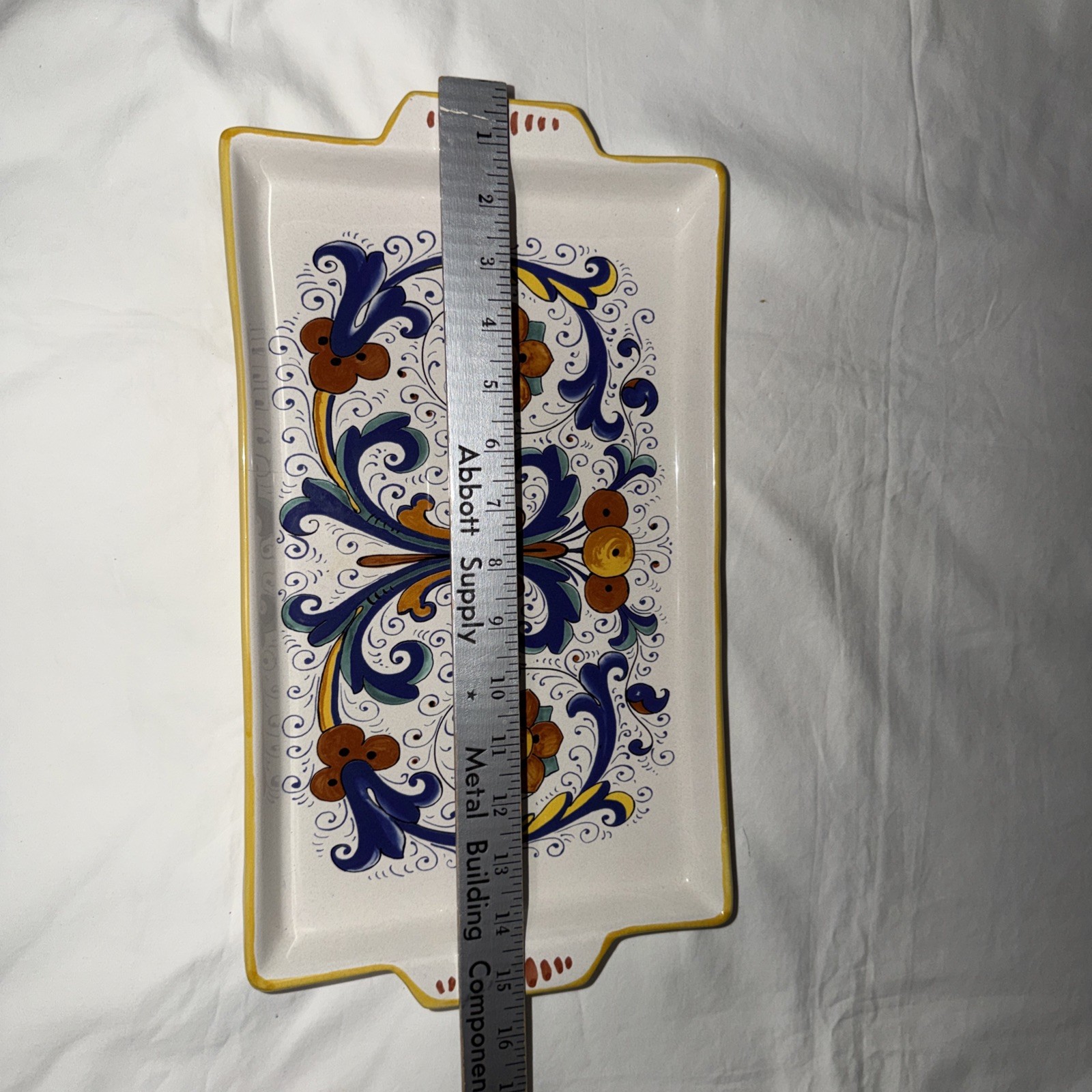 Deruta Ceramiche Italy Hand Painted Rectangular Serving Platter 15.5 X 8.5