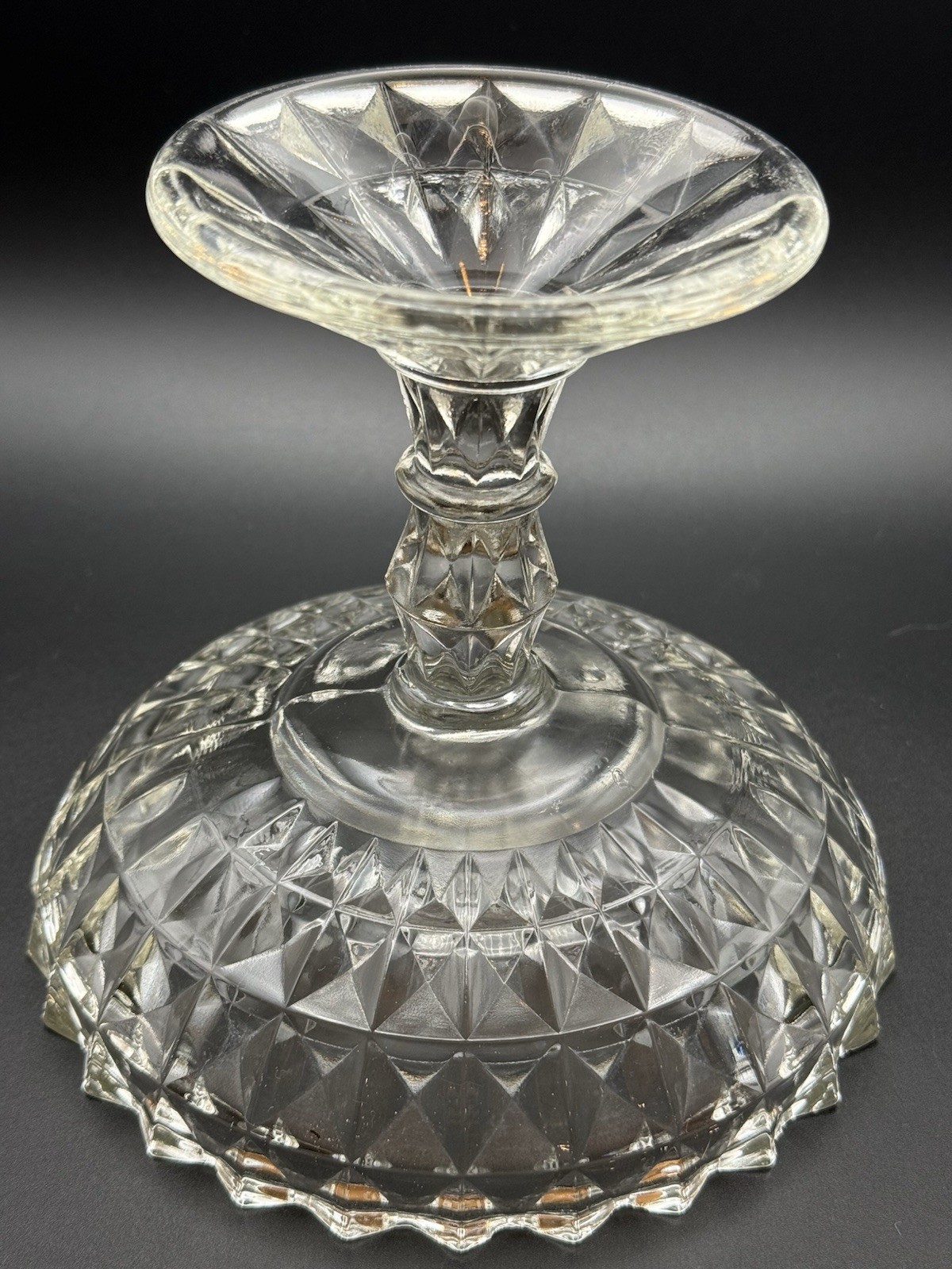 Vintage EAPG Jeannette Glass Compote Windsor Clear 1936 Pretty!