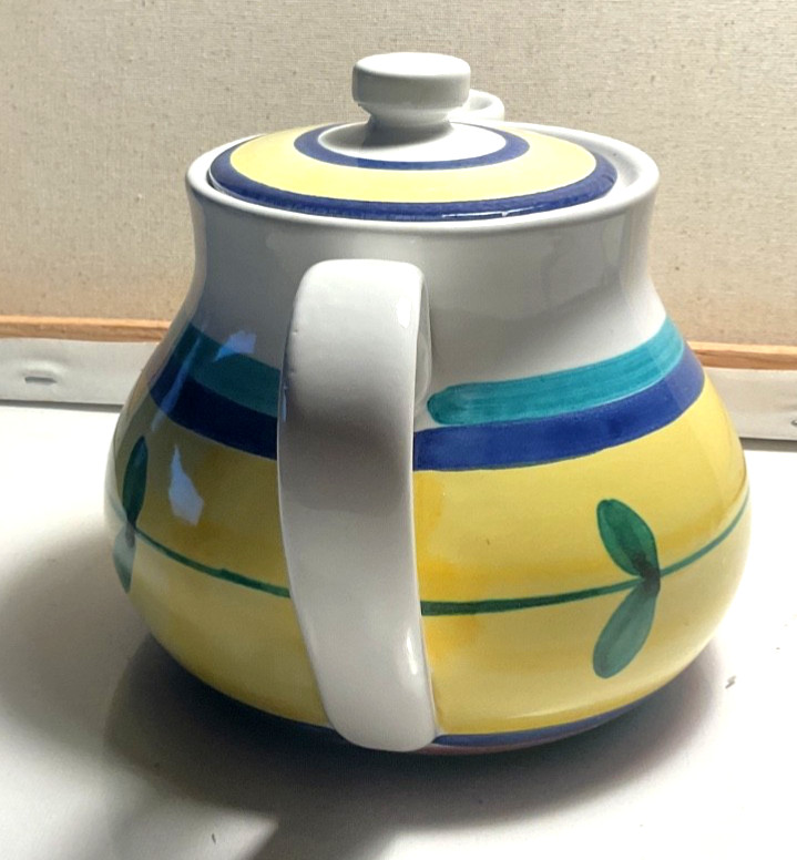 Vintage Ceramiche Beta SRL Tea pot Hand Painted Italy 5”x6” Authentic