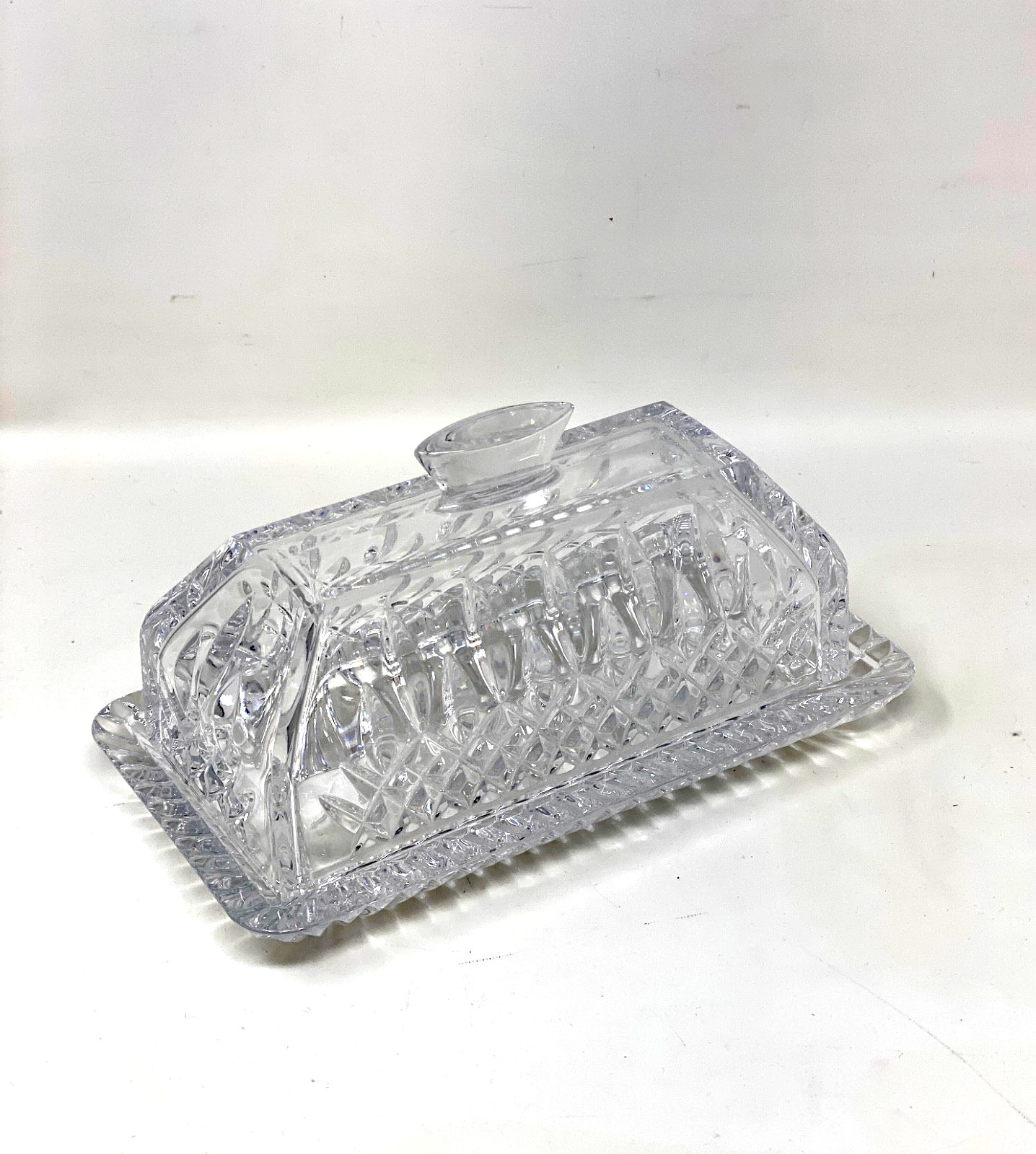 Waterford Crystal Lismore Covered Butter Dish Finest Clarity Pristine Condition
