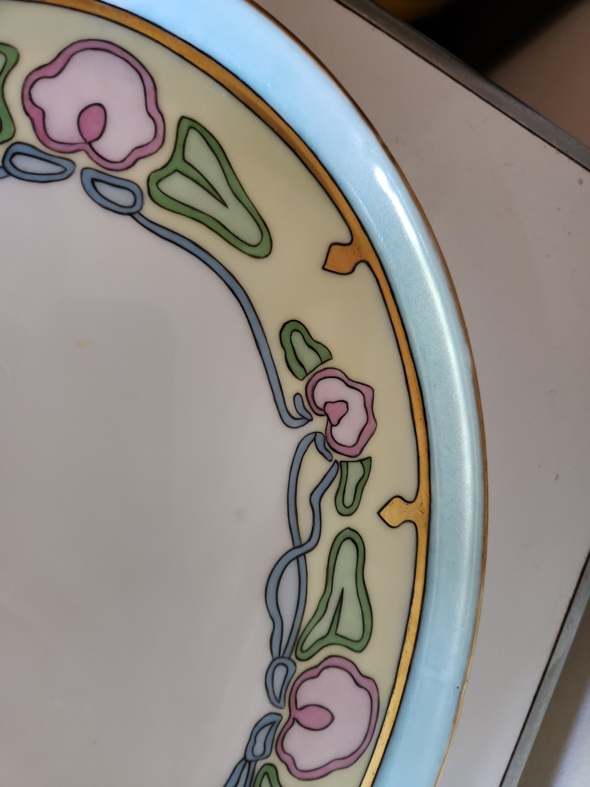 Art NOUVEAU 1930 Tressemanes & Vogt Limoges France H.P. Platter SIGNED L. LANCE