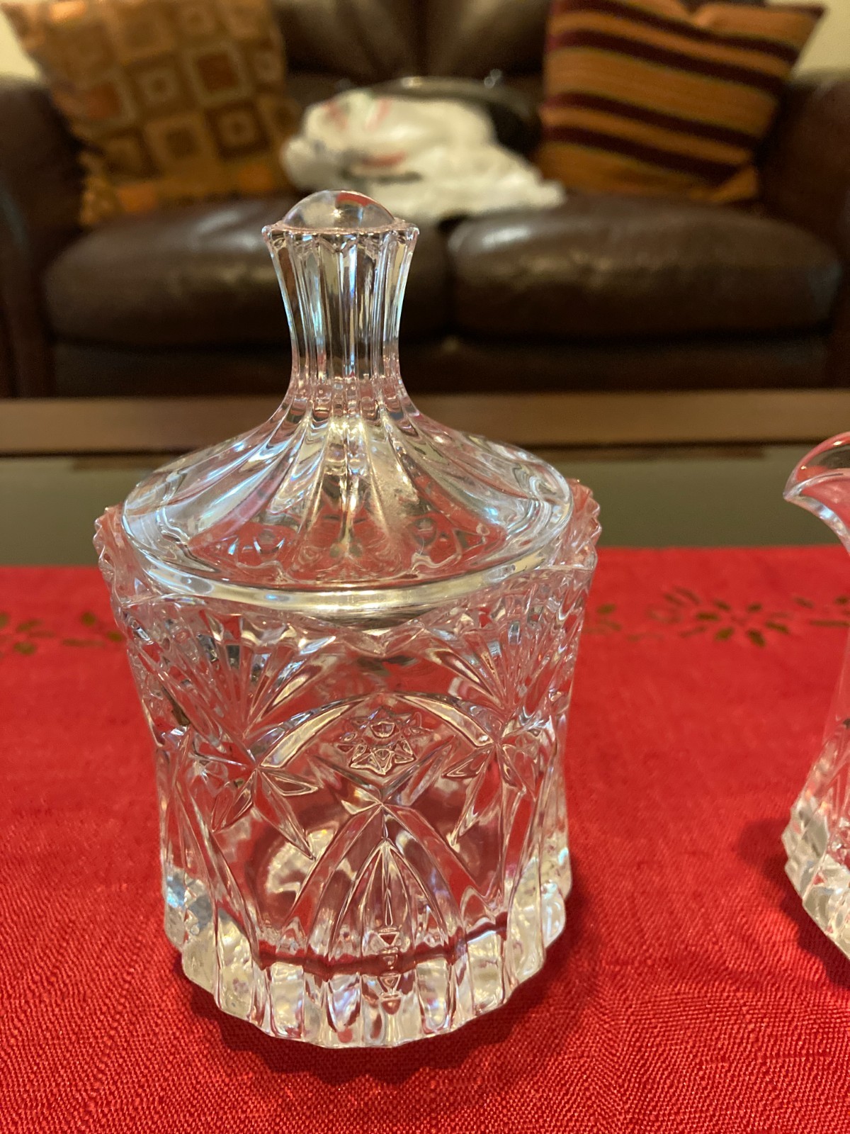 Vintage American Brilliant Cut Glass Creamer and Sugar Bowl