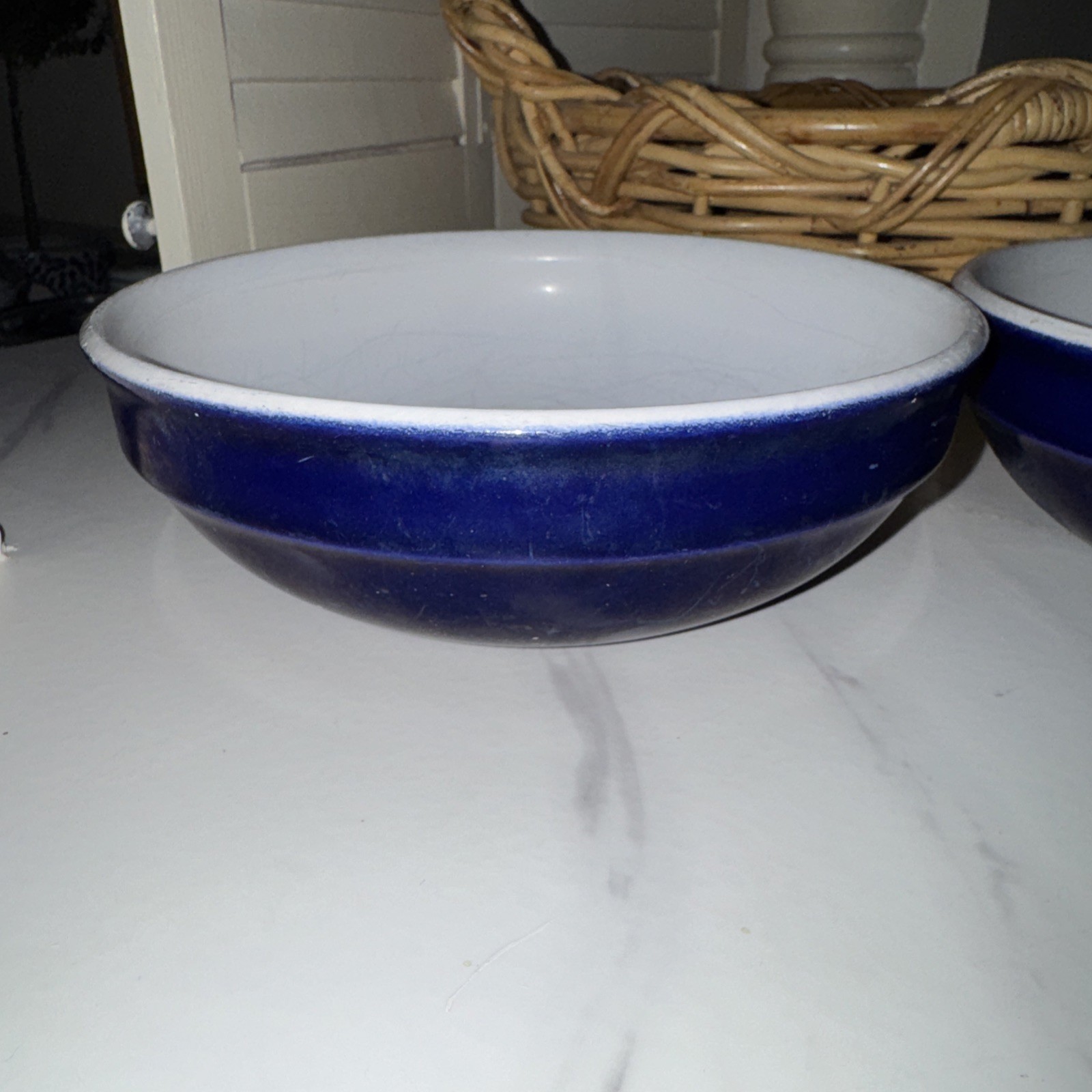 2 EMILE HENRY FRANCE COBALT BLUE 7.25 in BOWLS CEREAL SOUP CHILI #3304
