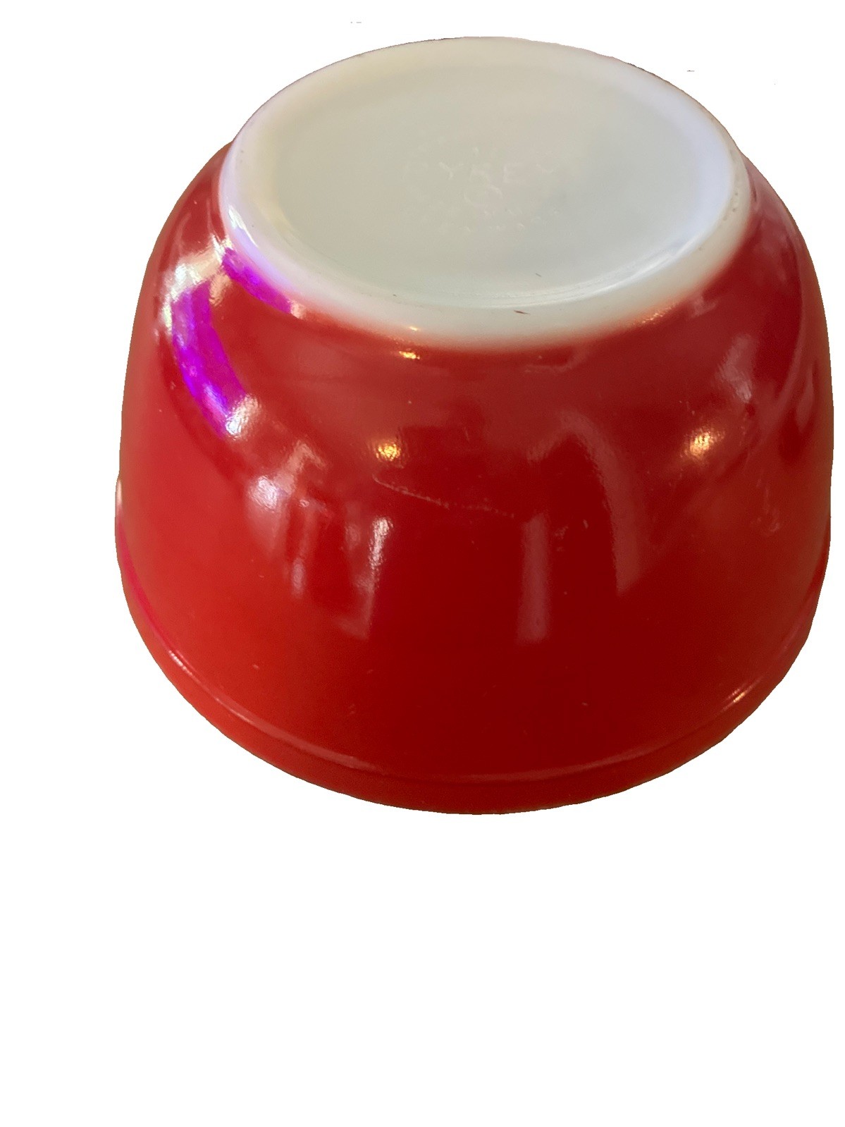 Red Pyrex Primary Colors Mixing Bowl; Early 1940’s T.M. REG Mark for 402 Size