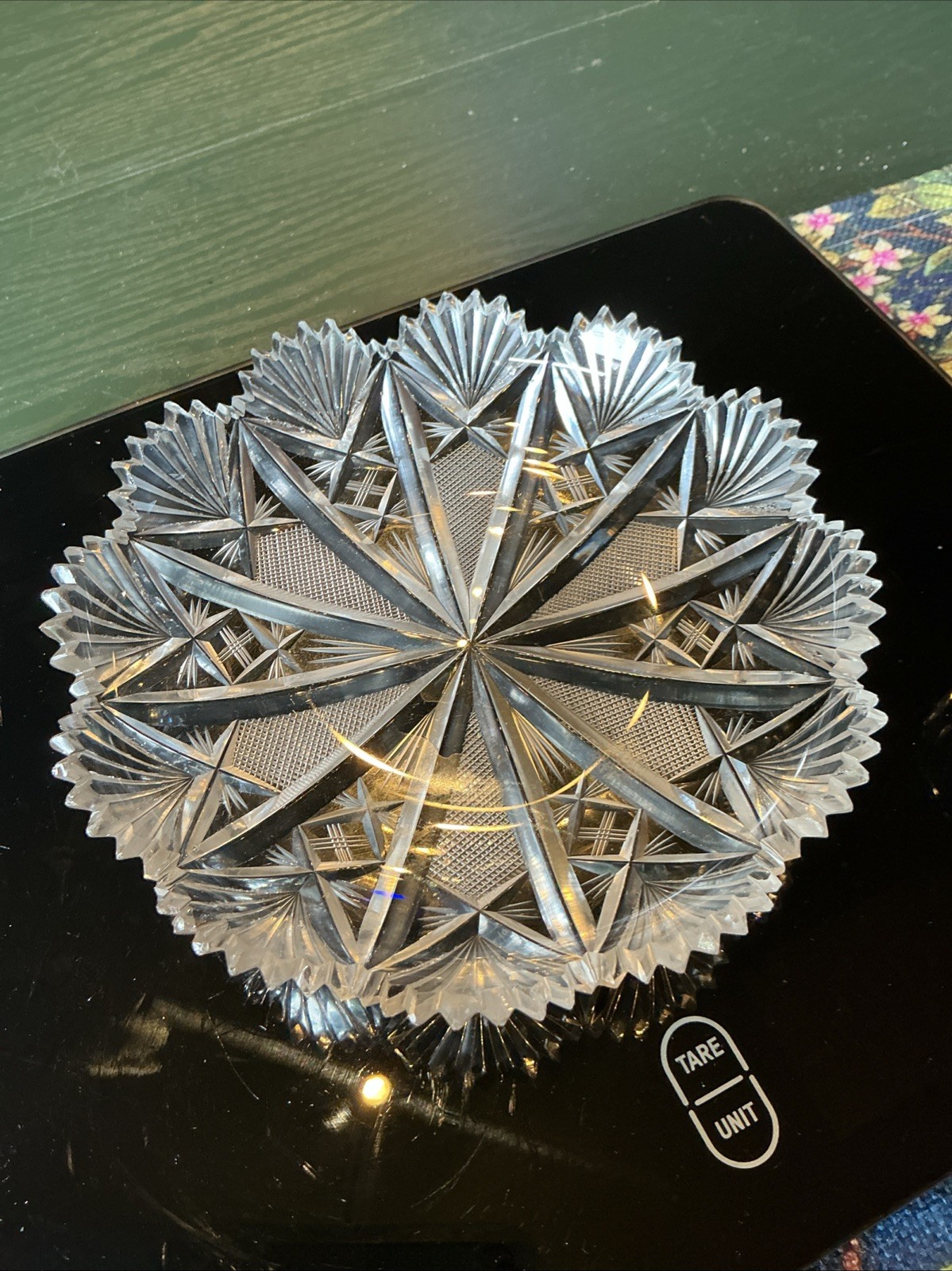 Antique American Brilliant Cut Glass 6.25” Plate/Dish Sawtooth Rim Rayed Mitres