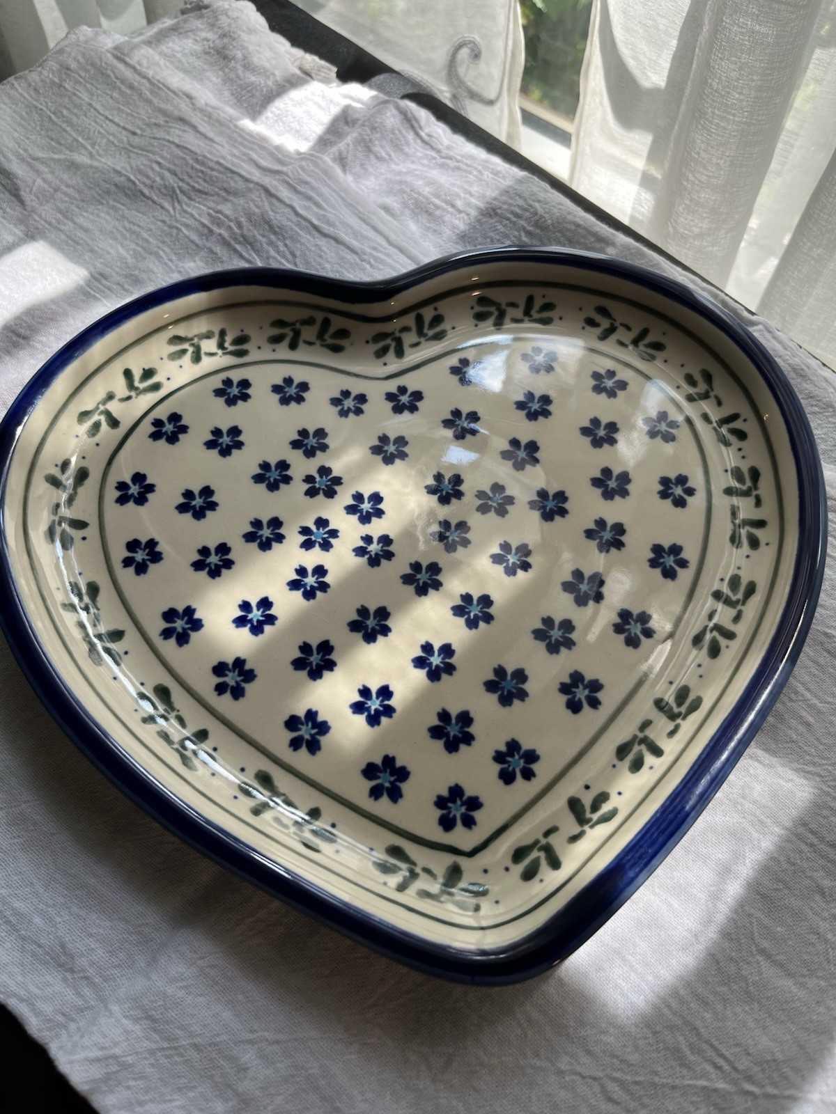 Polish Pottery Heart Shaped Dish Platter