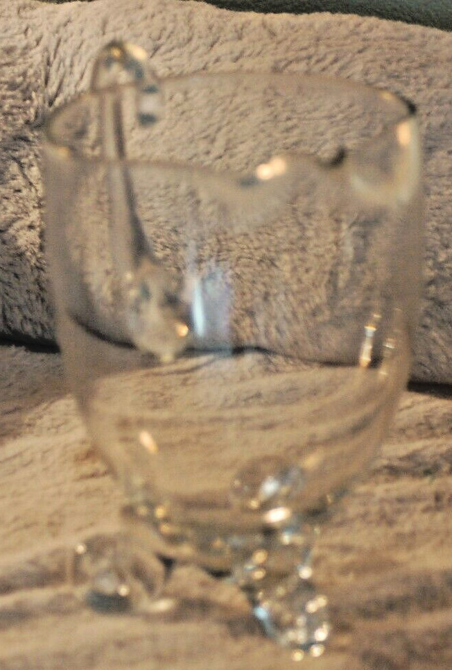Handcrafted Crystal Clear Kimberly Footed Pitcher Made in Romania XL 90oz 9”
