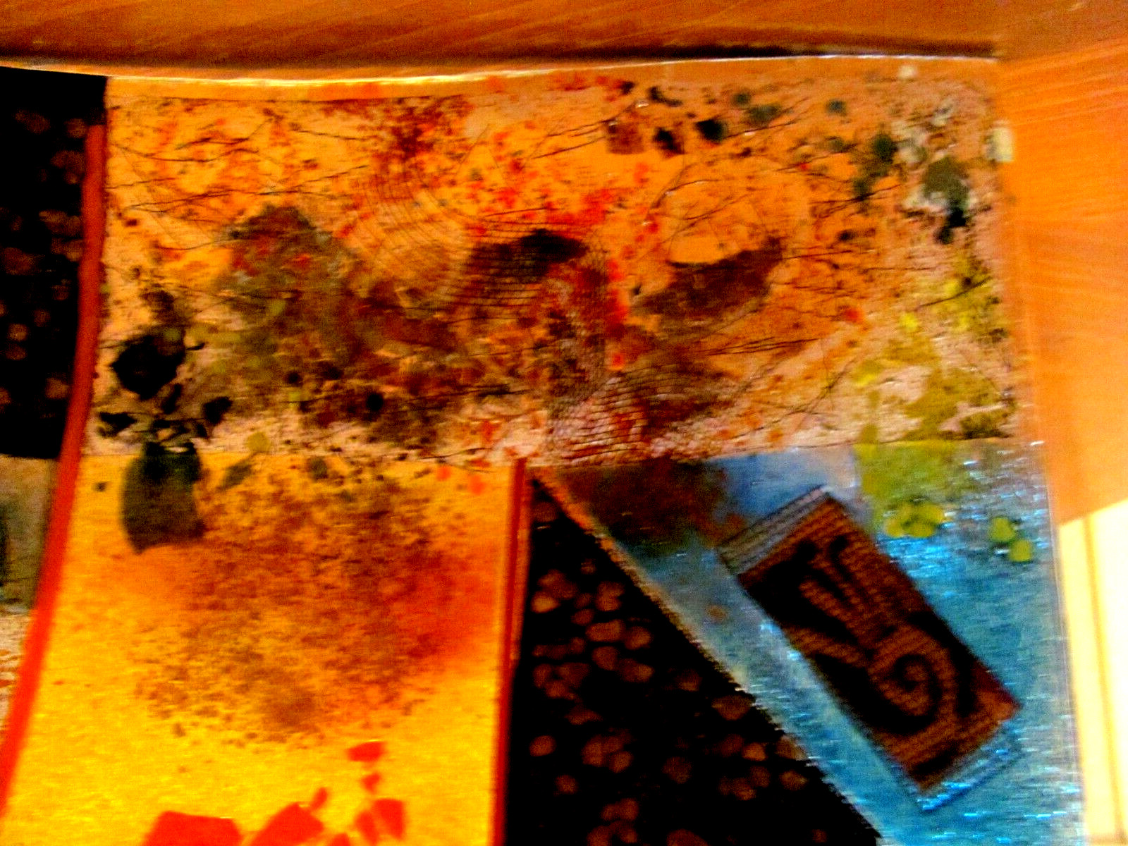 STUNNING FUSED DICHROTIC ART GLASS ABSTRACT RECTANGULAR SERVING TRAY DISH 12″X8″