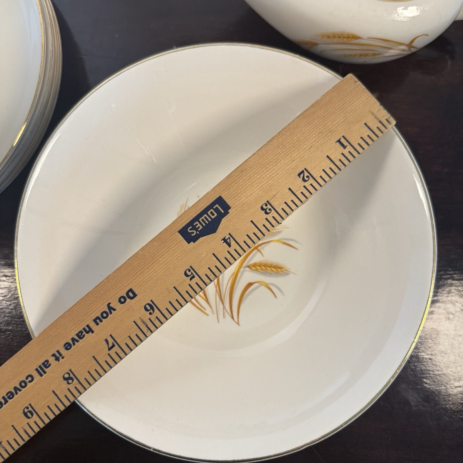 Homer Laughlin Vintage Golden Wheat 7 Piece Lot Plates Bowls Gravy Boat 22K Gold
