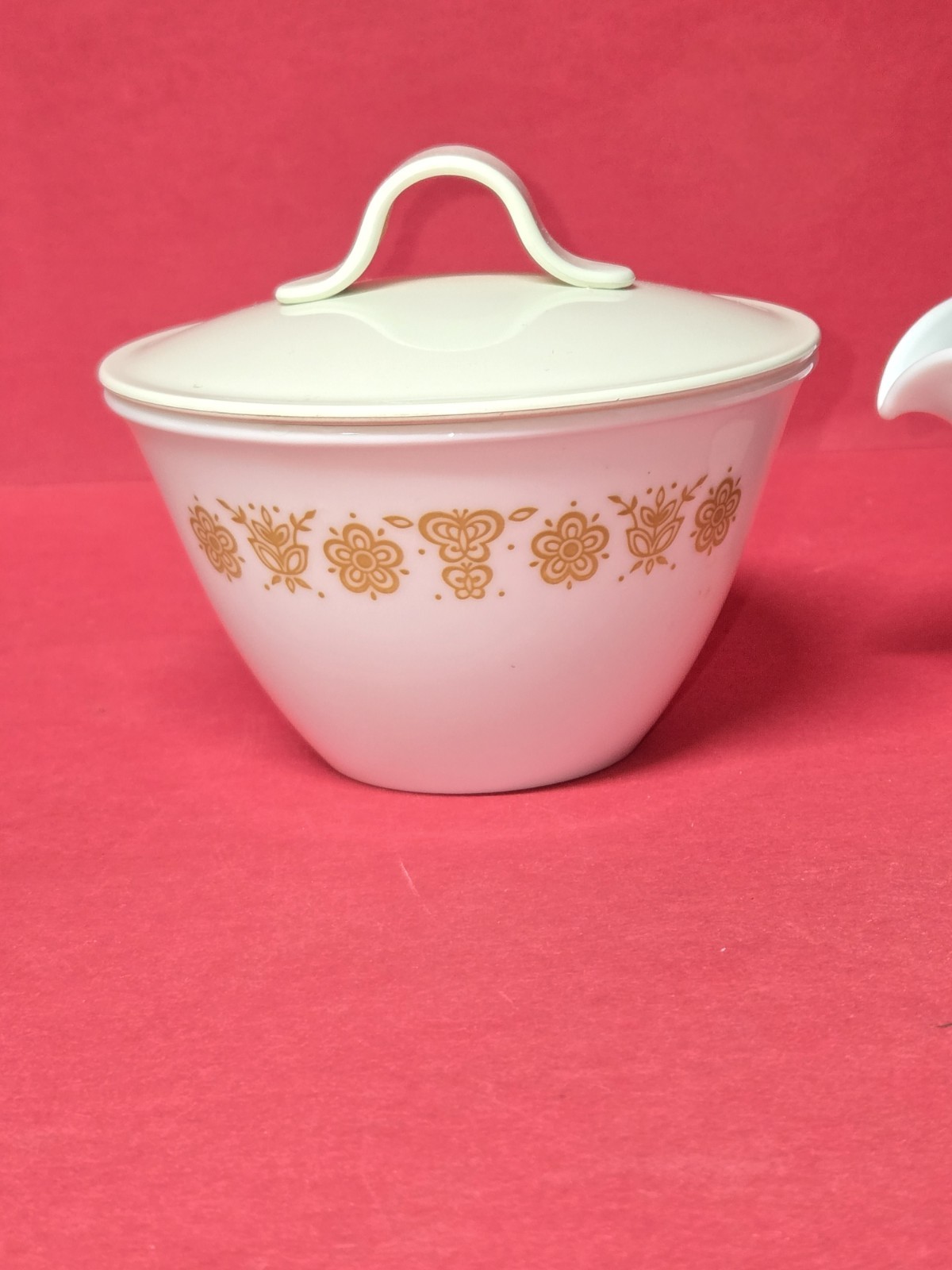 Vintage Corelle Butterfly Gold Creamer and Covered Sugar Bowl Set