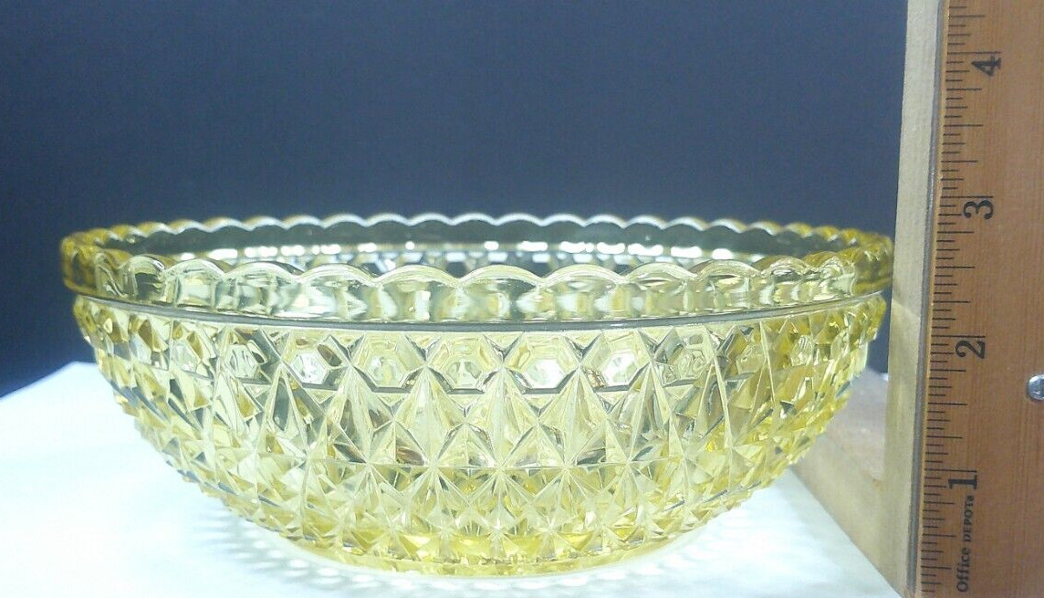 Pressed Diamond, #775, Central Glass Co, Amber Bowl, EAPG, USA, c1885, VgCd