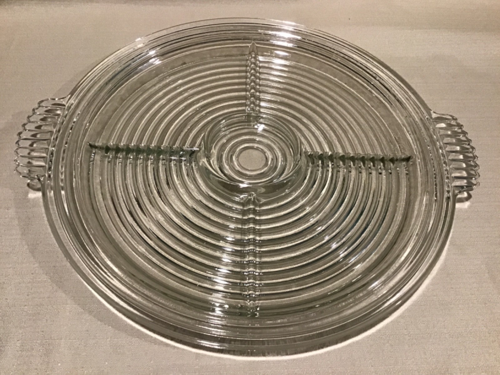 VTG Anchor Hocking Manhattan 5 Section Divided 15.5″ Relish Tray w/ Handles