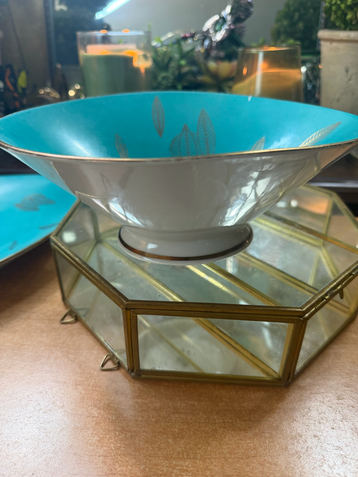 Vintage. MCM, Bareuther Bavaria Home Decor Bowl and Tray, Turquoise, **READ**